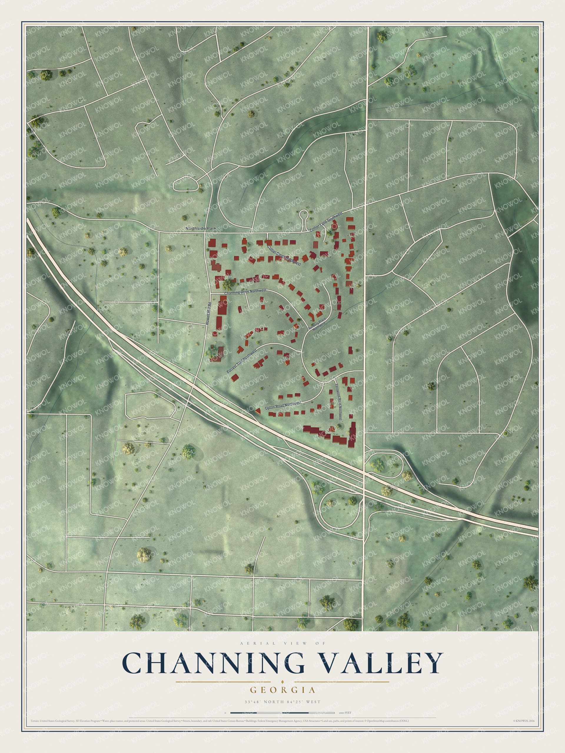 Watermarked full-map preview of Channing Valley, Georgia