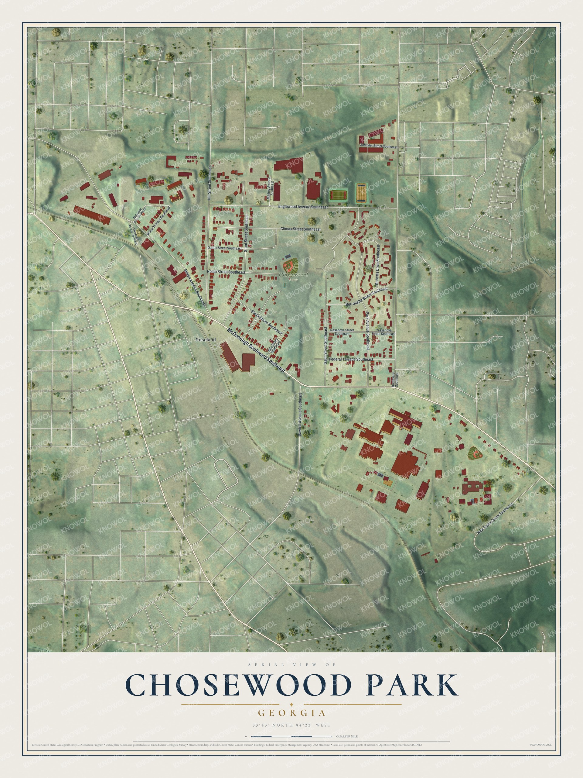 Watermarked full-map preview of Chosewood Park, Georgia