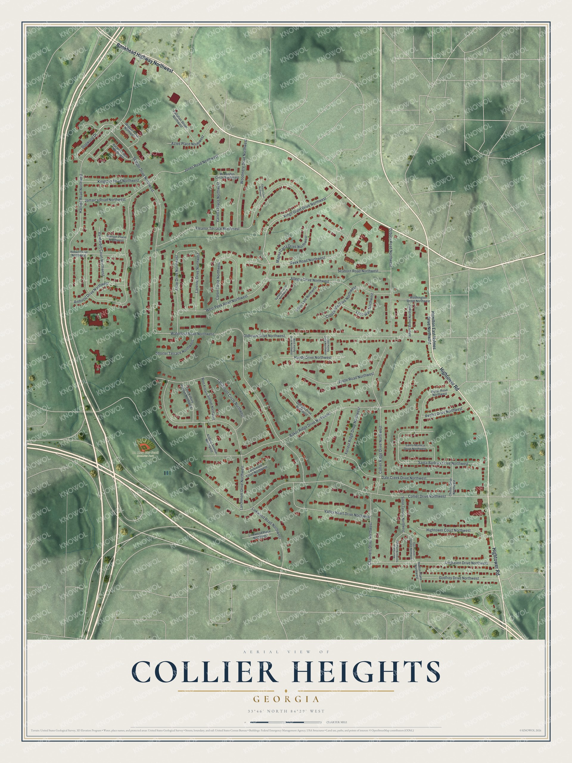 Watermarked full-map preview of Collier Heights, Georgia