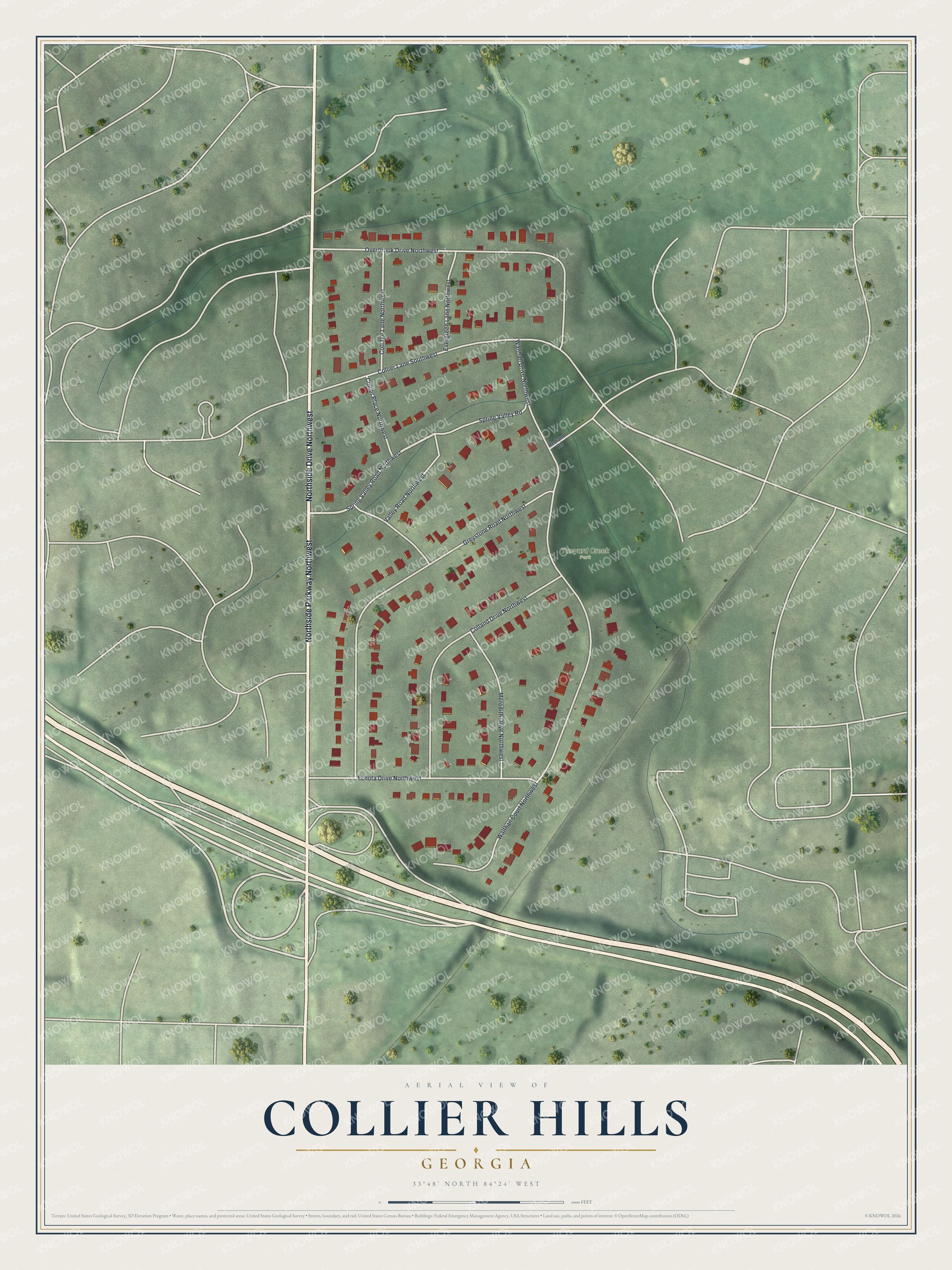 Watermarked full-map preview of Collier Hills, Georgia