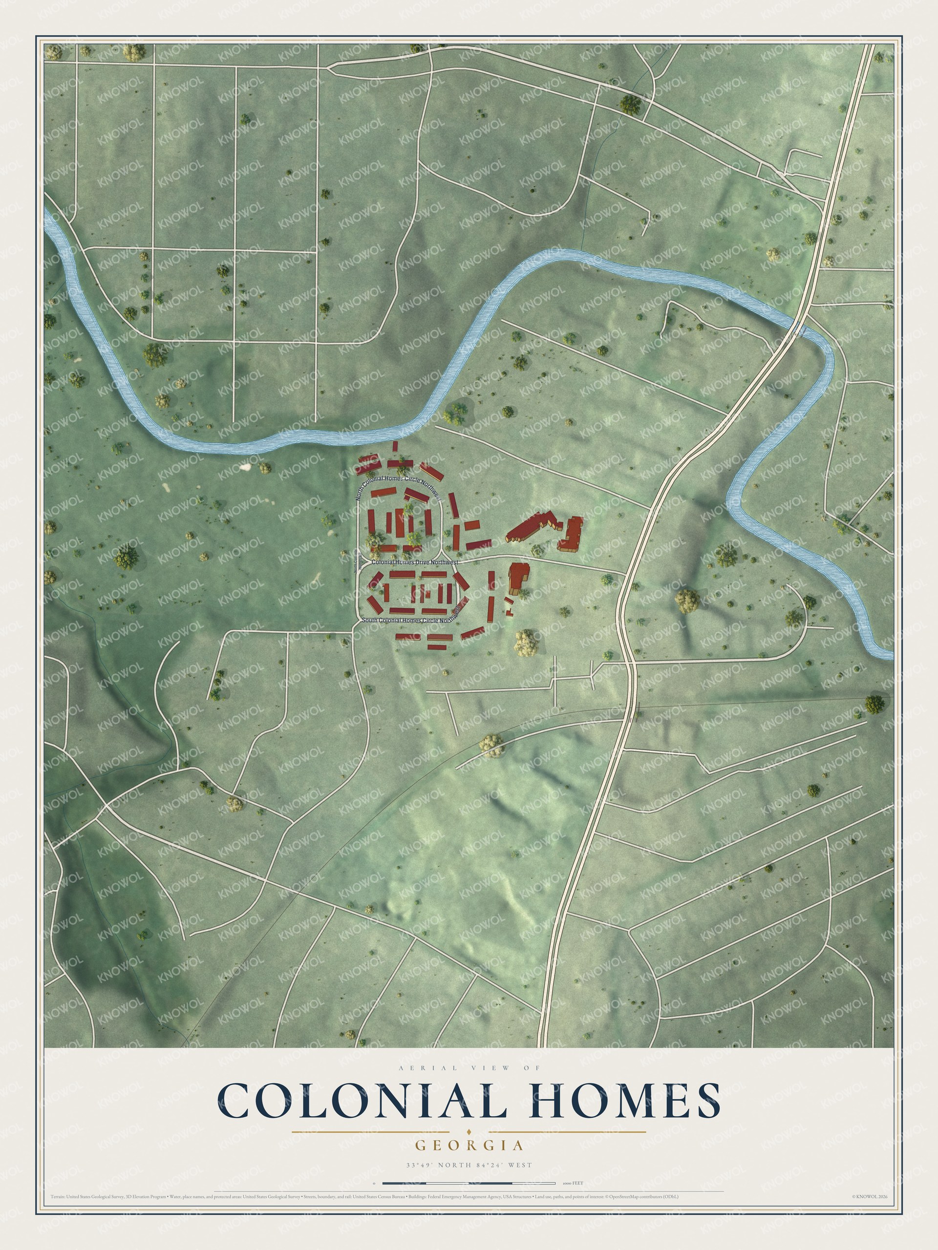 Watermarked full-map preview of Colonial Homes, Georgia