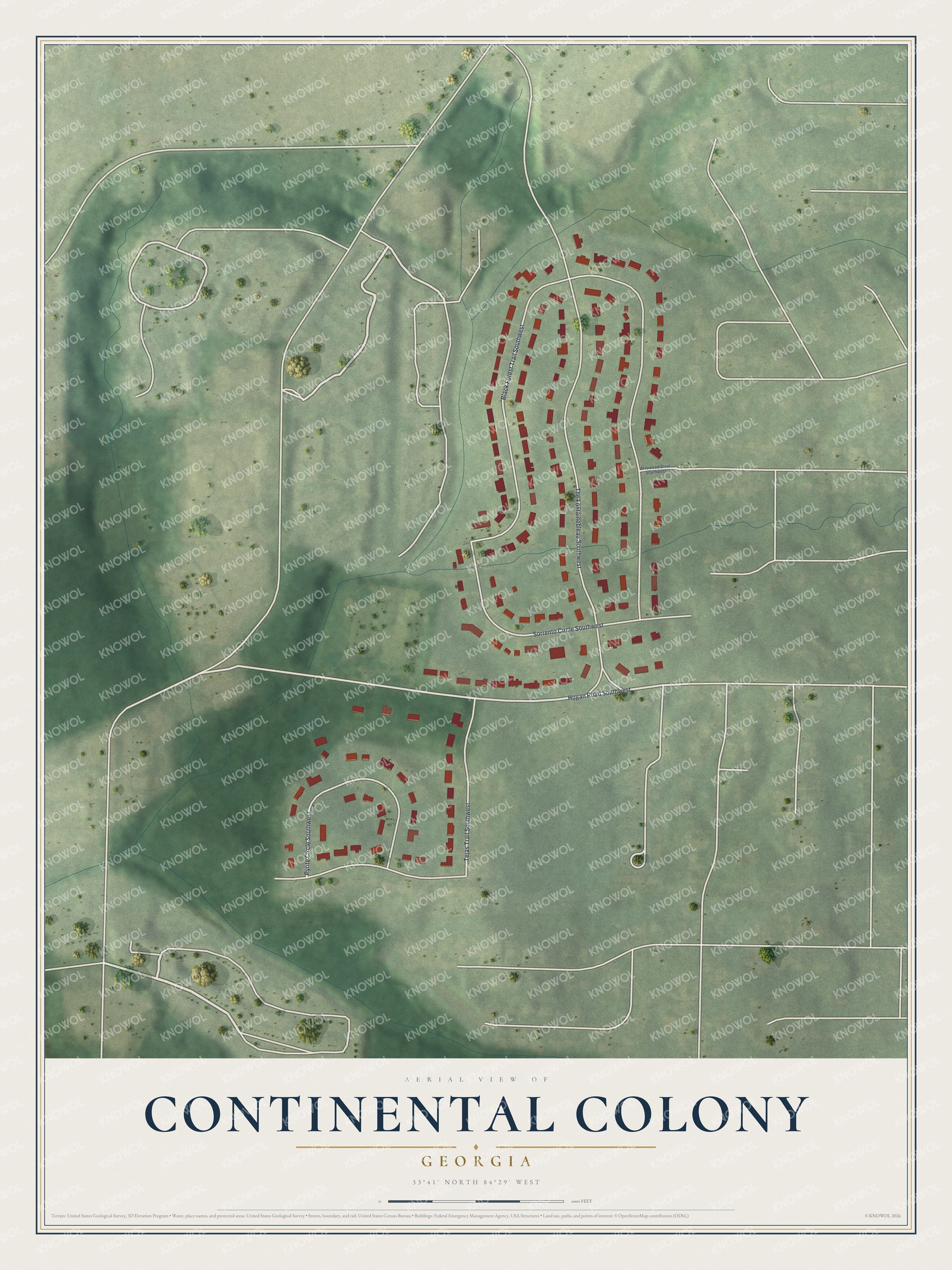 Watermarked full-map preview of Continental Colony, Georgia