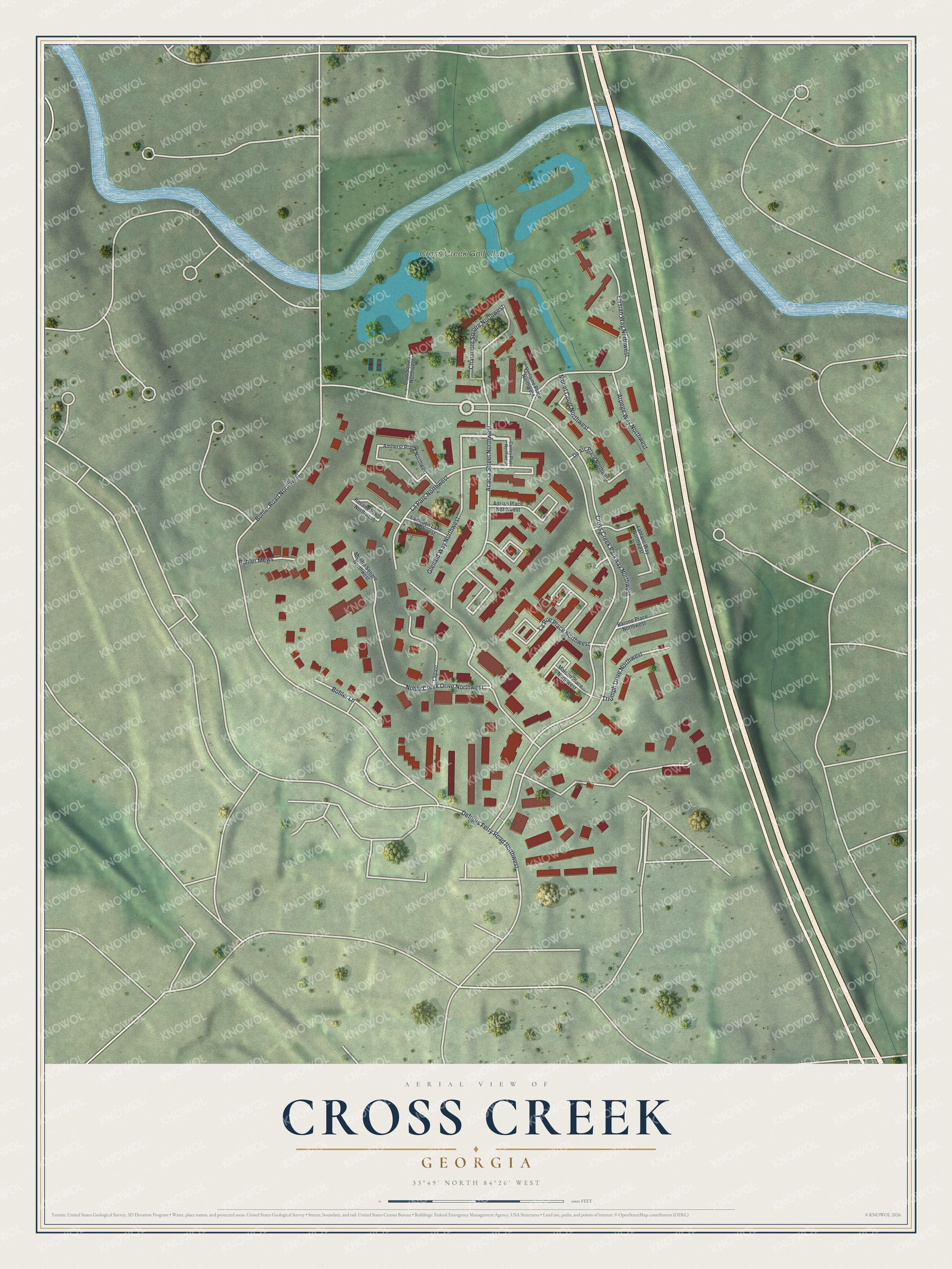 Watermarked full-map preview of Cross Creek, Georgia