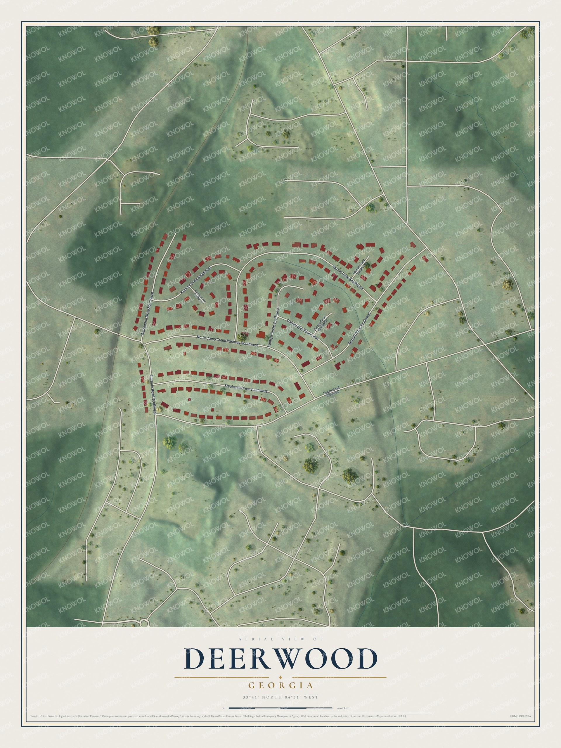 Watermarked full-map preview of Deerwood, Georgia