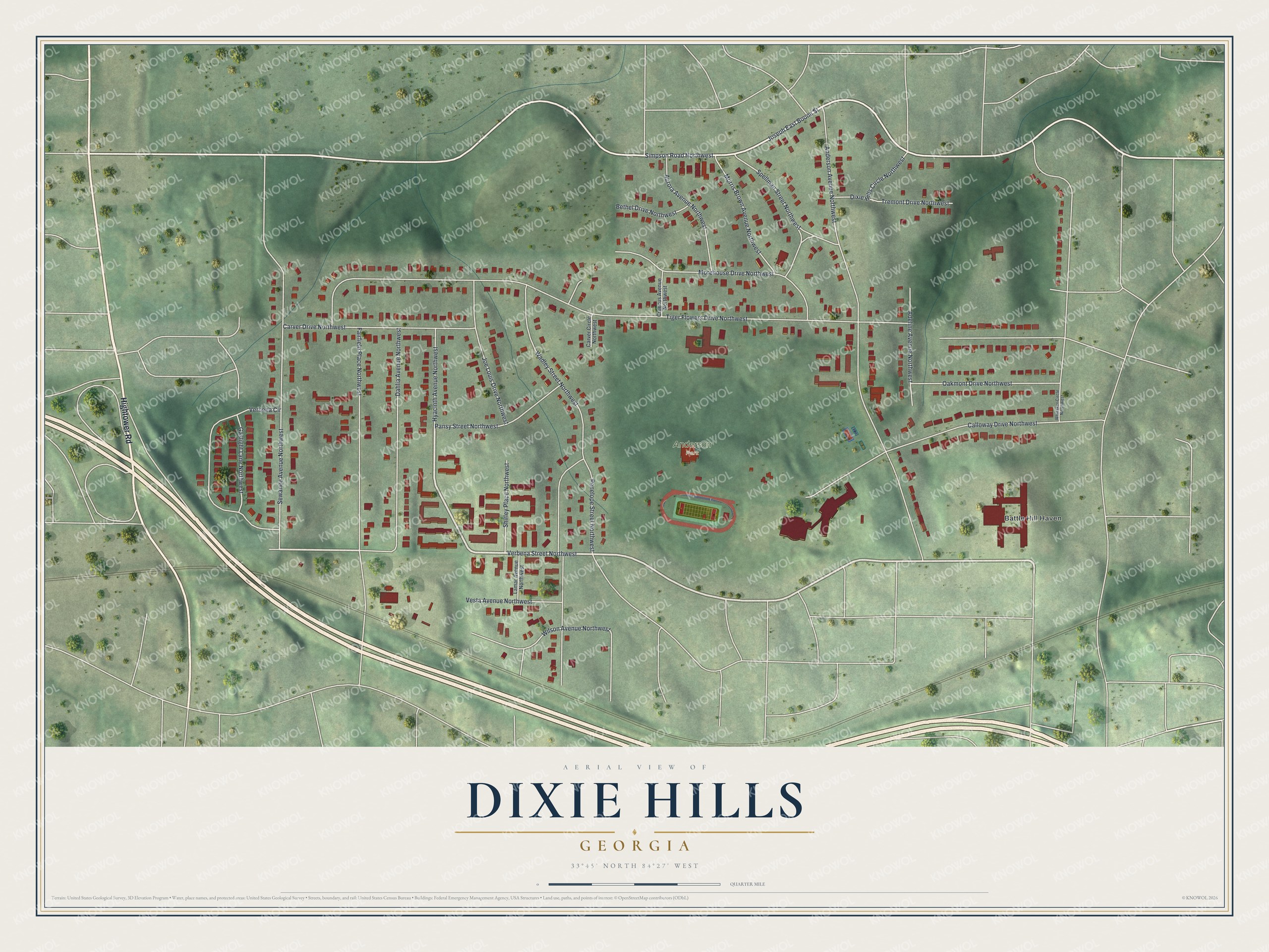 Watermarked full-map preview of Dixie Hills, Georgia