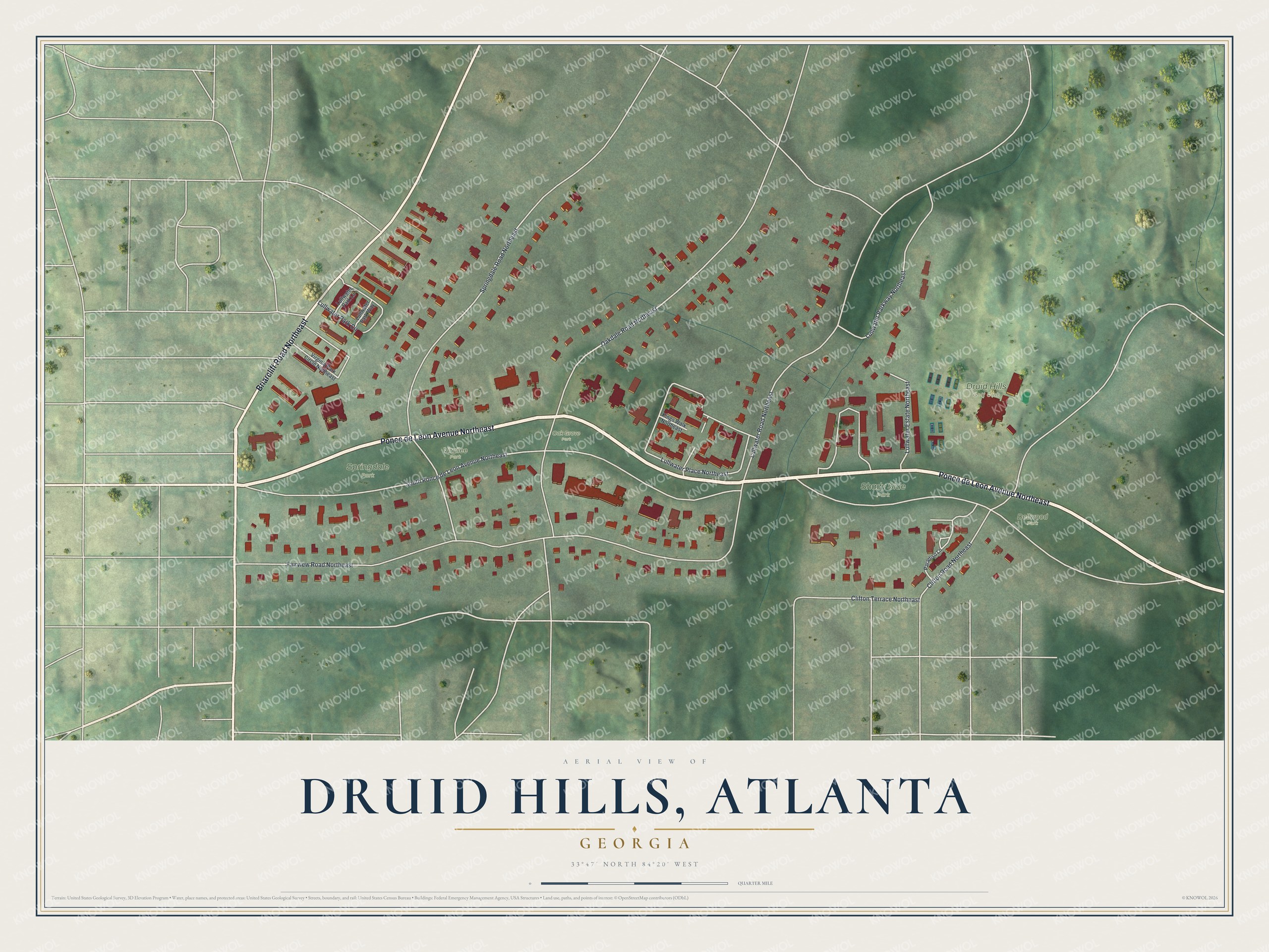 Watermarked full-map preview of Druid Hills, Atlanta, Georgia
