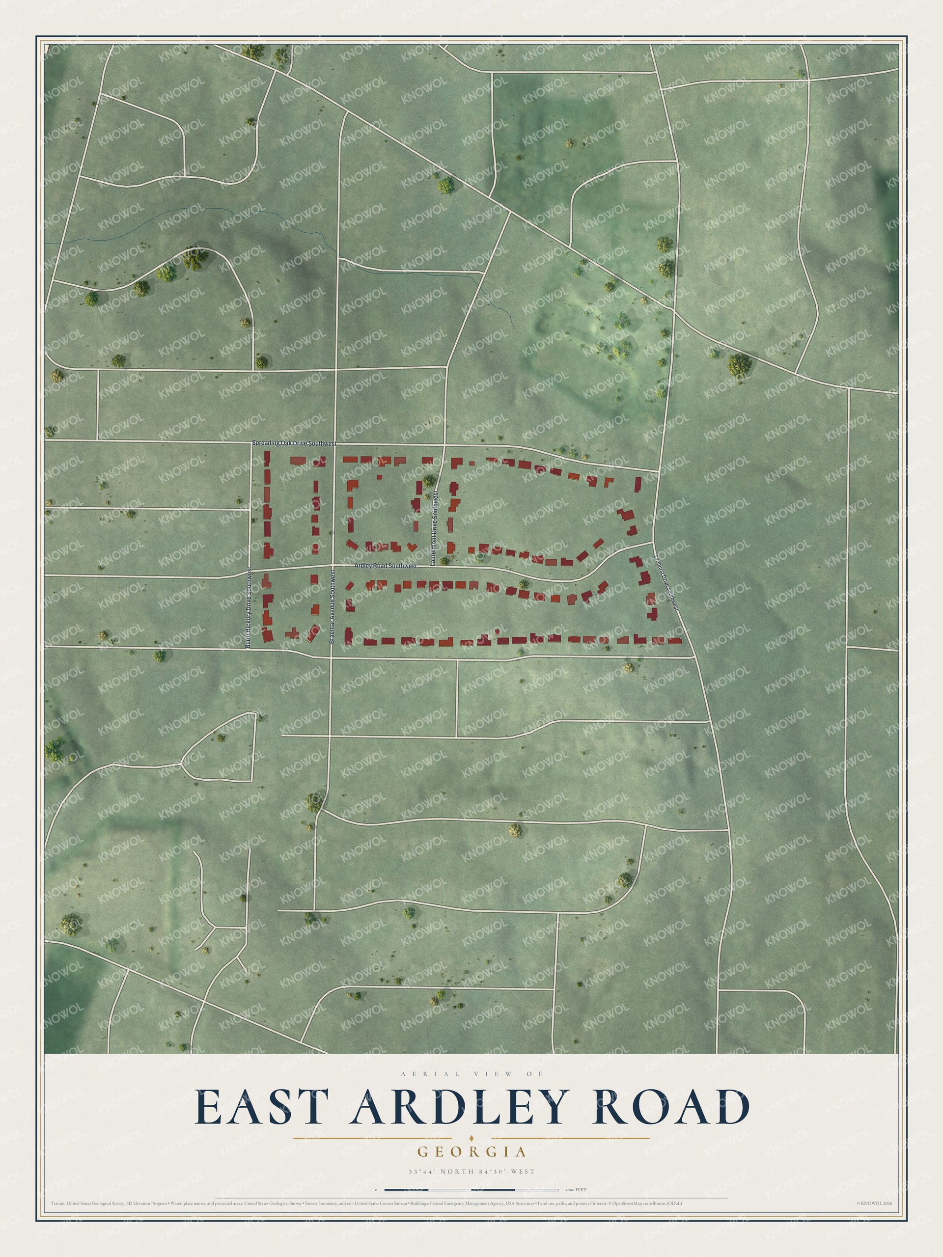 Watermarked full-map preview of East Ardley Road, Georgia