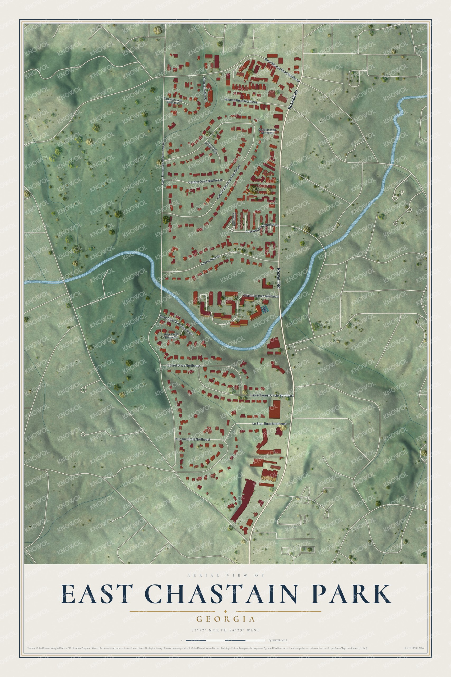 Watermarked full-map preview of East Chastain Park, Georgia