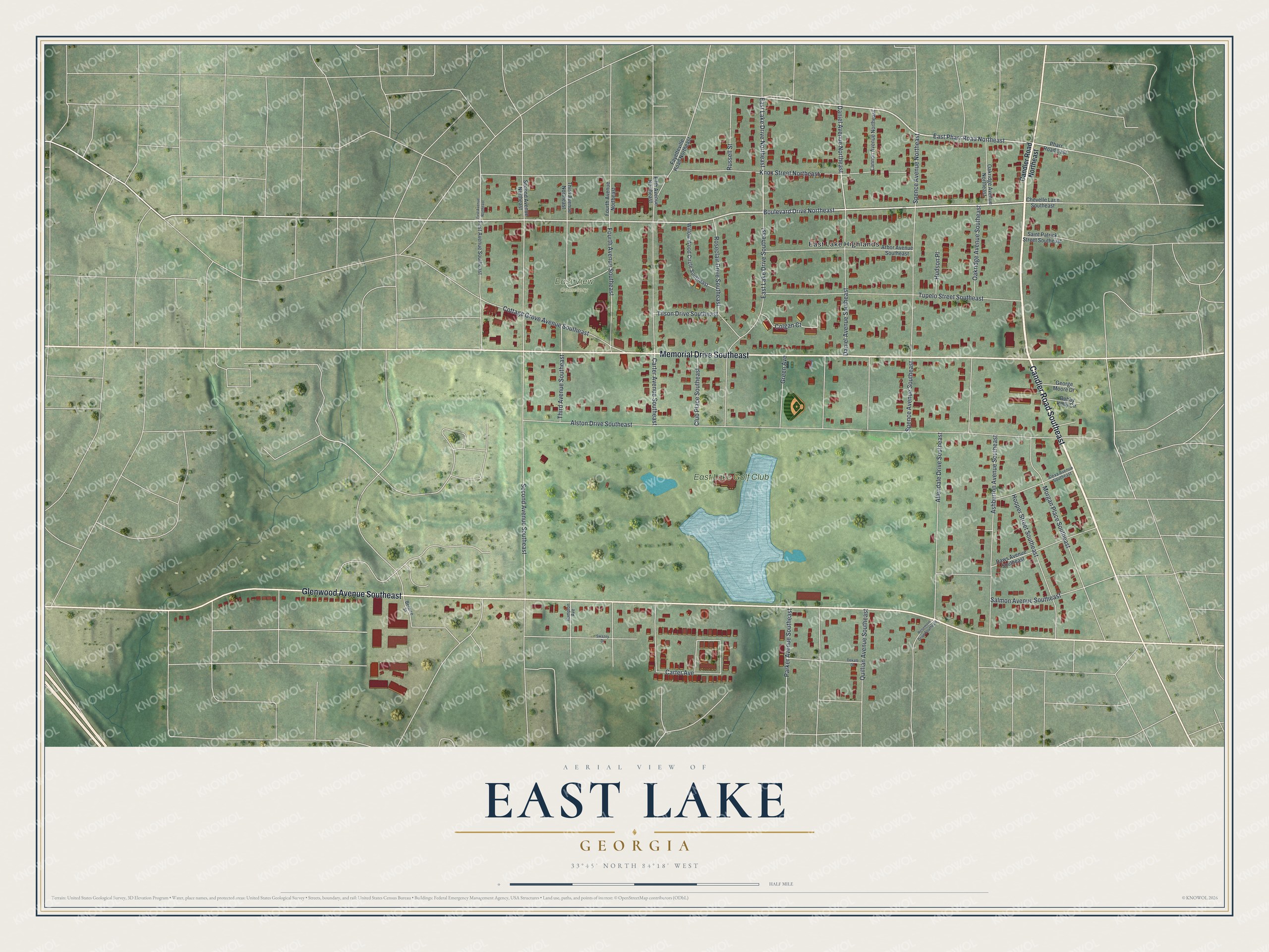 Watermarked full-map preview of East Lake, Georgia