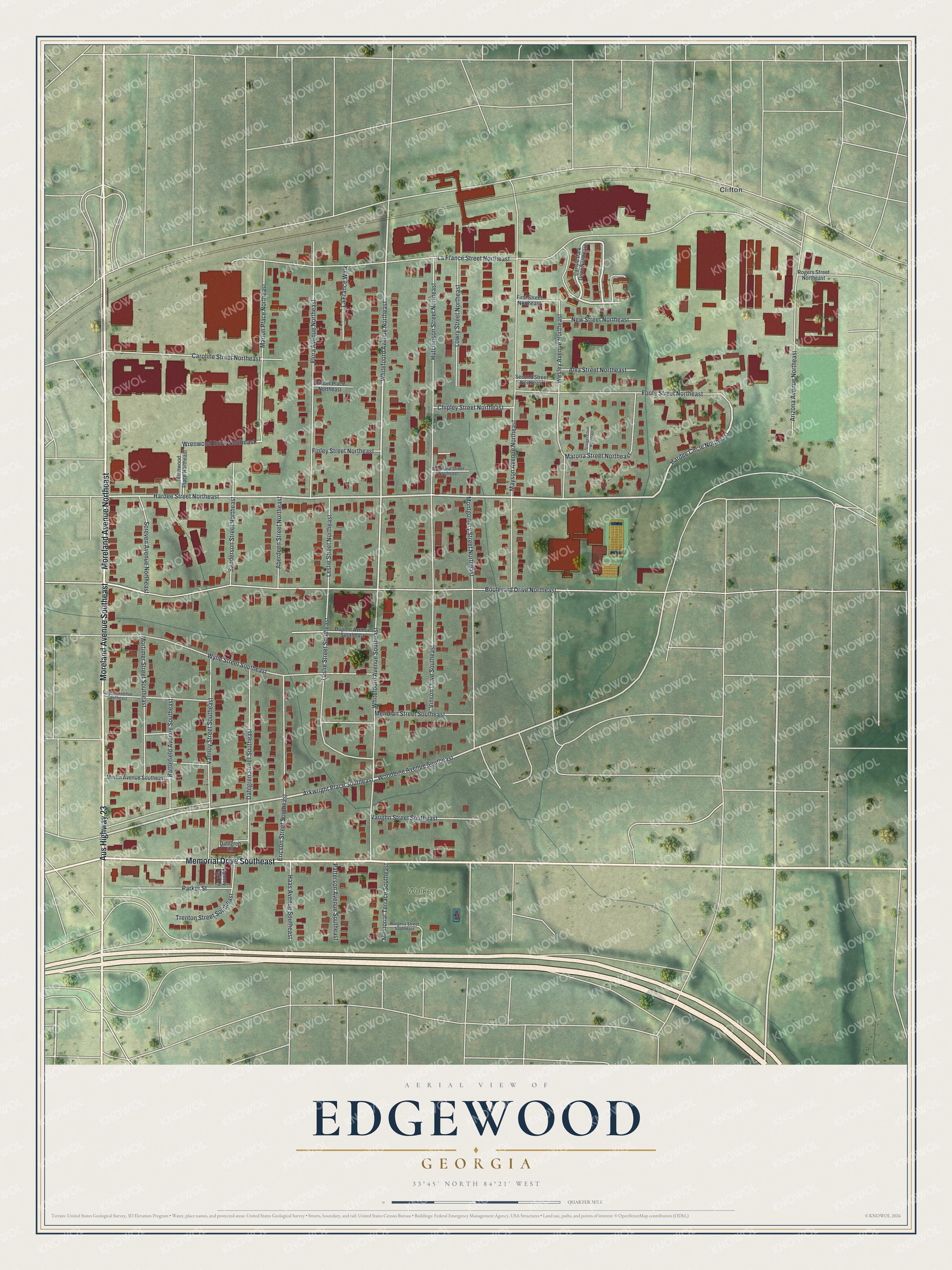 Watermarked full-map preview of Edgewood, Georgia