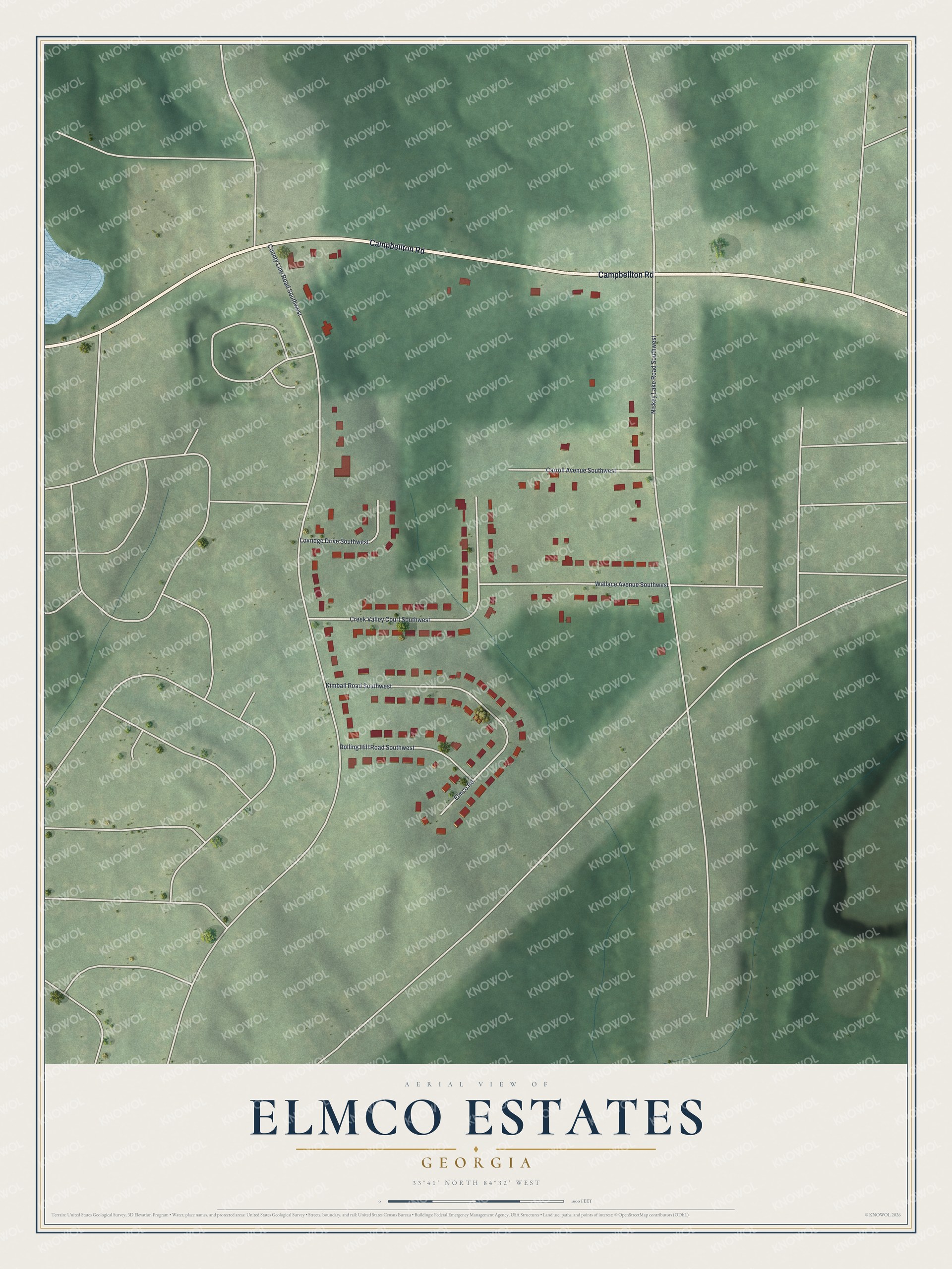Watermarked full-map preview of Elmco Estates, Georgia