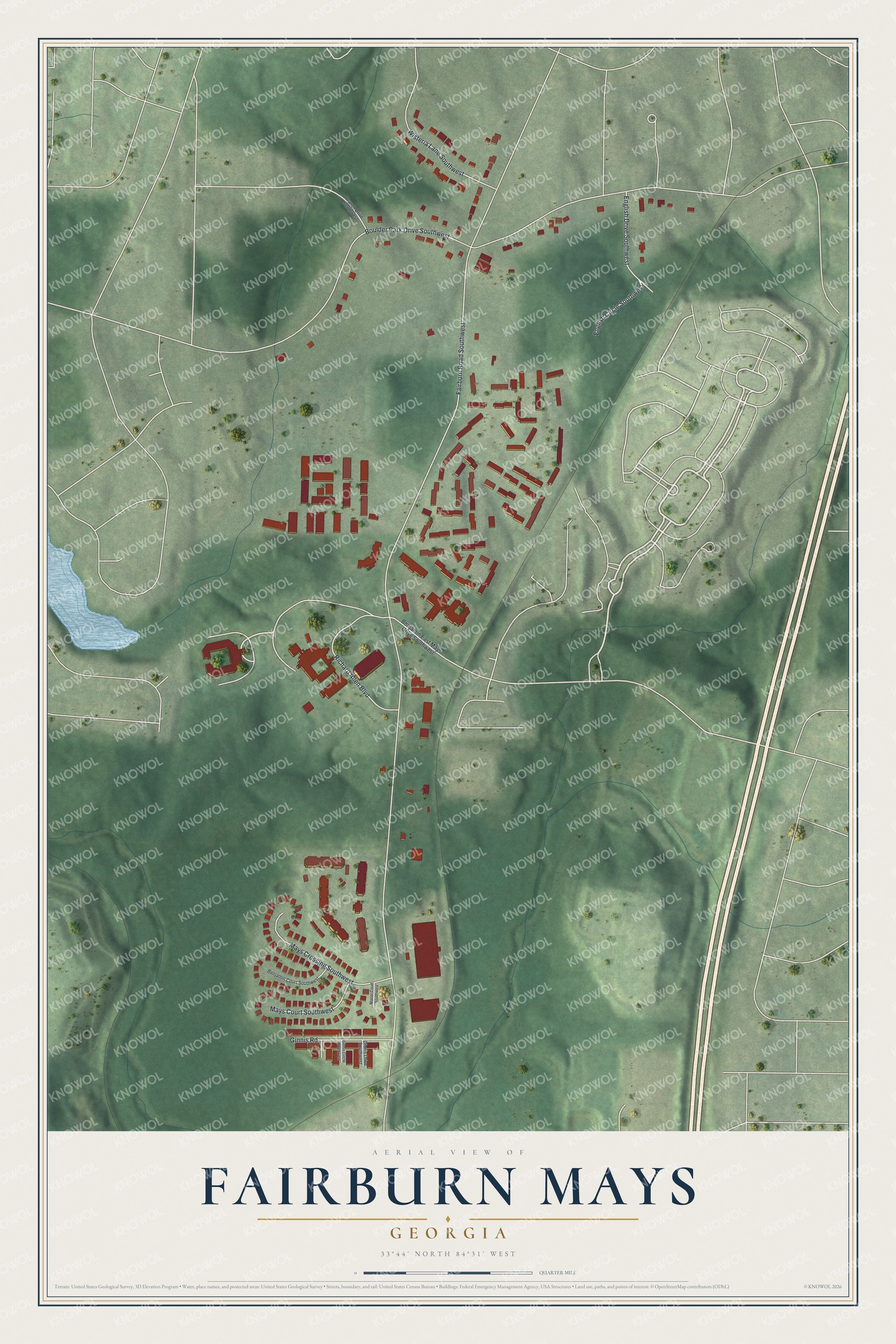 Watermarked full-map preview of Fairburn Mays, Georgia