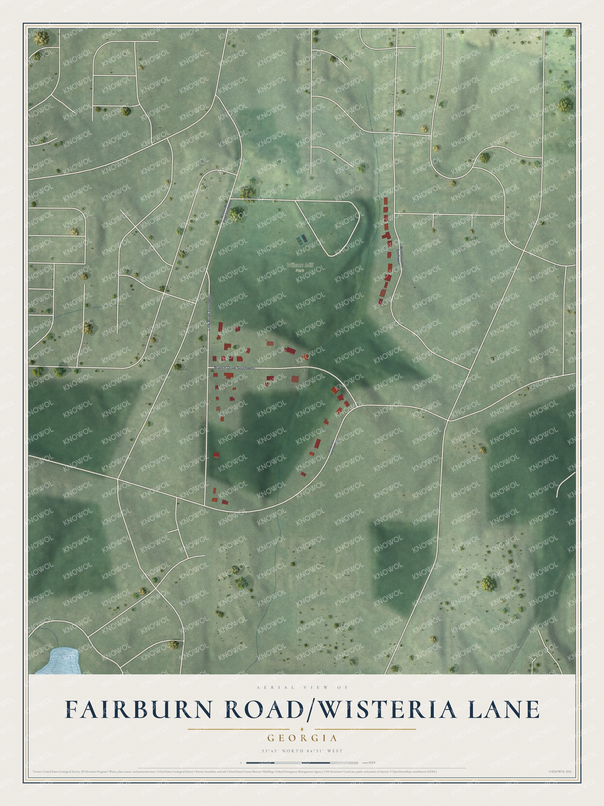 Watermarked full-map preview of Fairburn Road-Wisteria Lane, Georgia