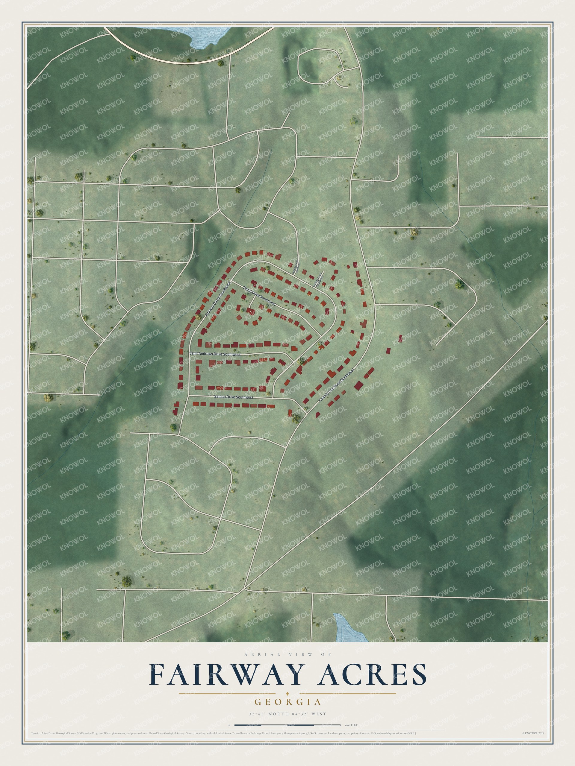 Watermarked full-map preview of Fairway Acres, Georgia