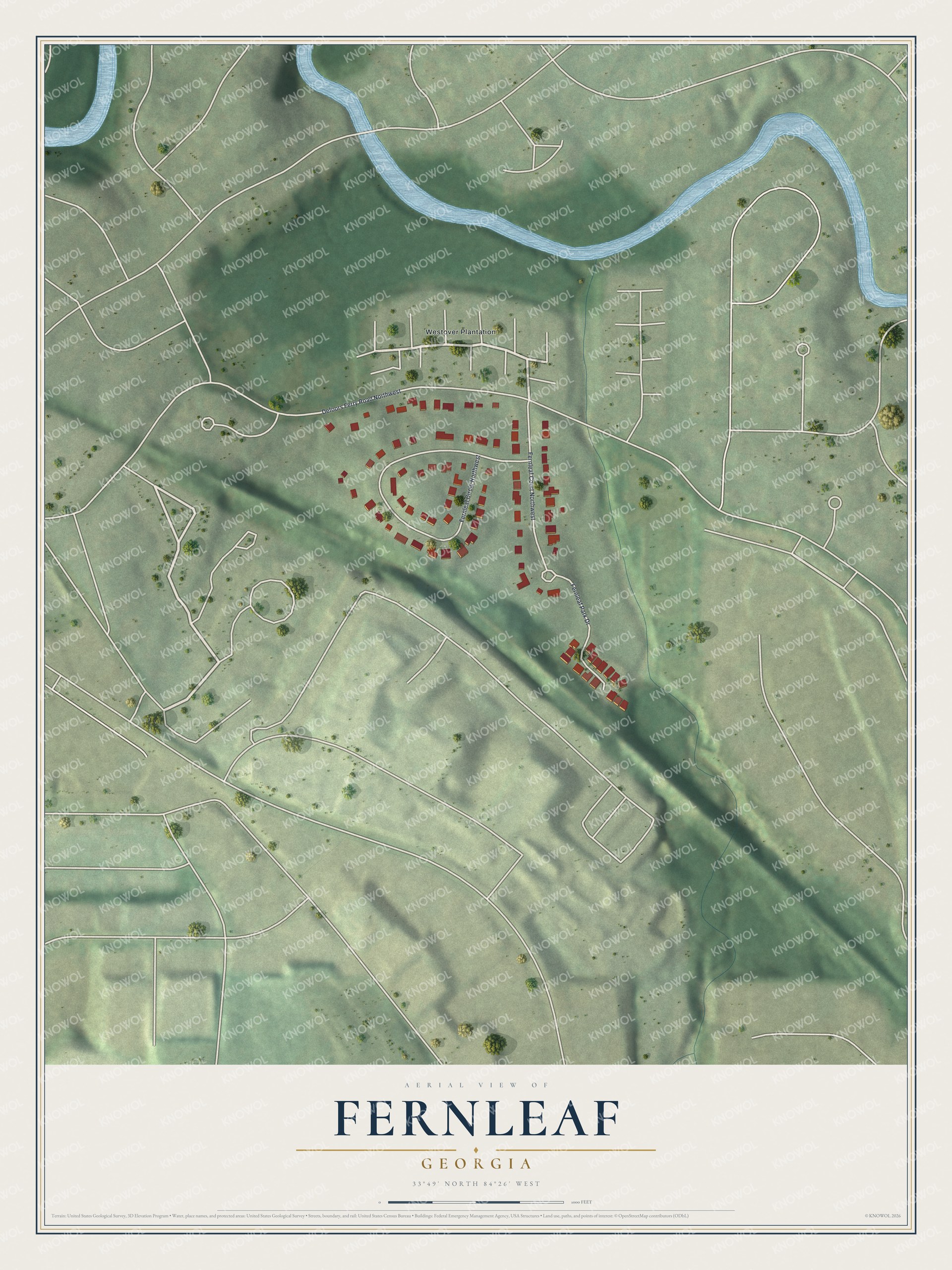Watermarked full-map preview of Fernleaf, Georgia