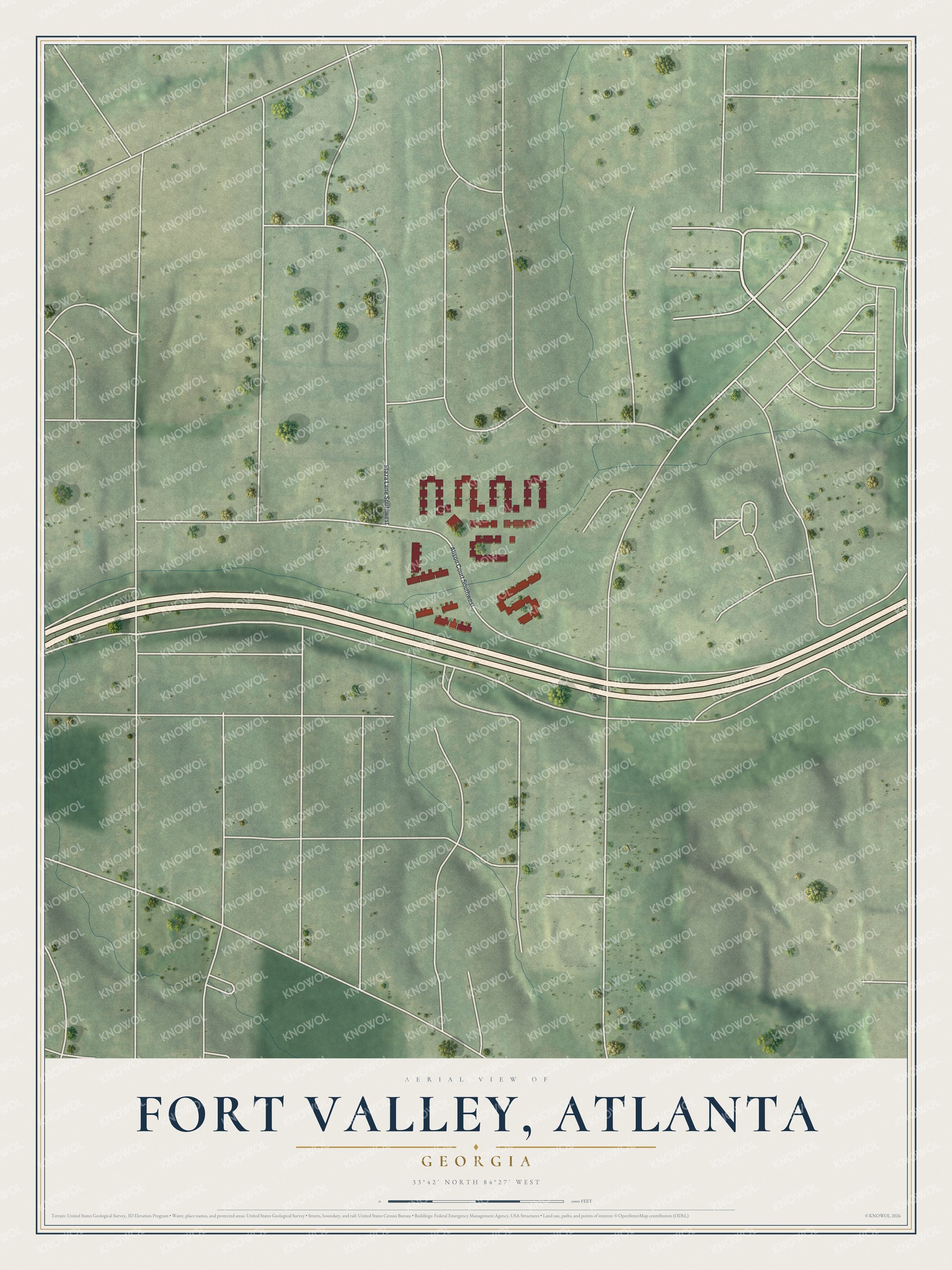 Watermarked full-map preview of Fort Valley, Georgia
