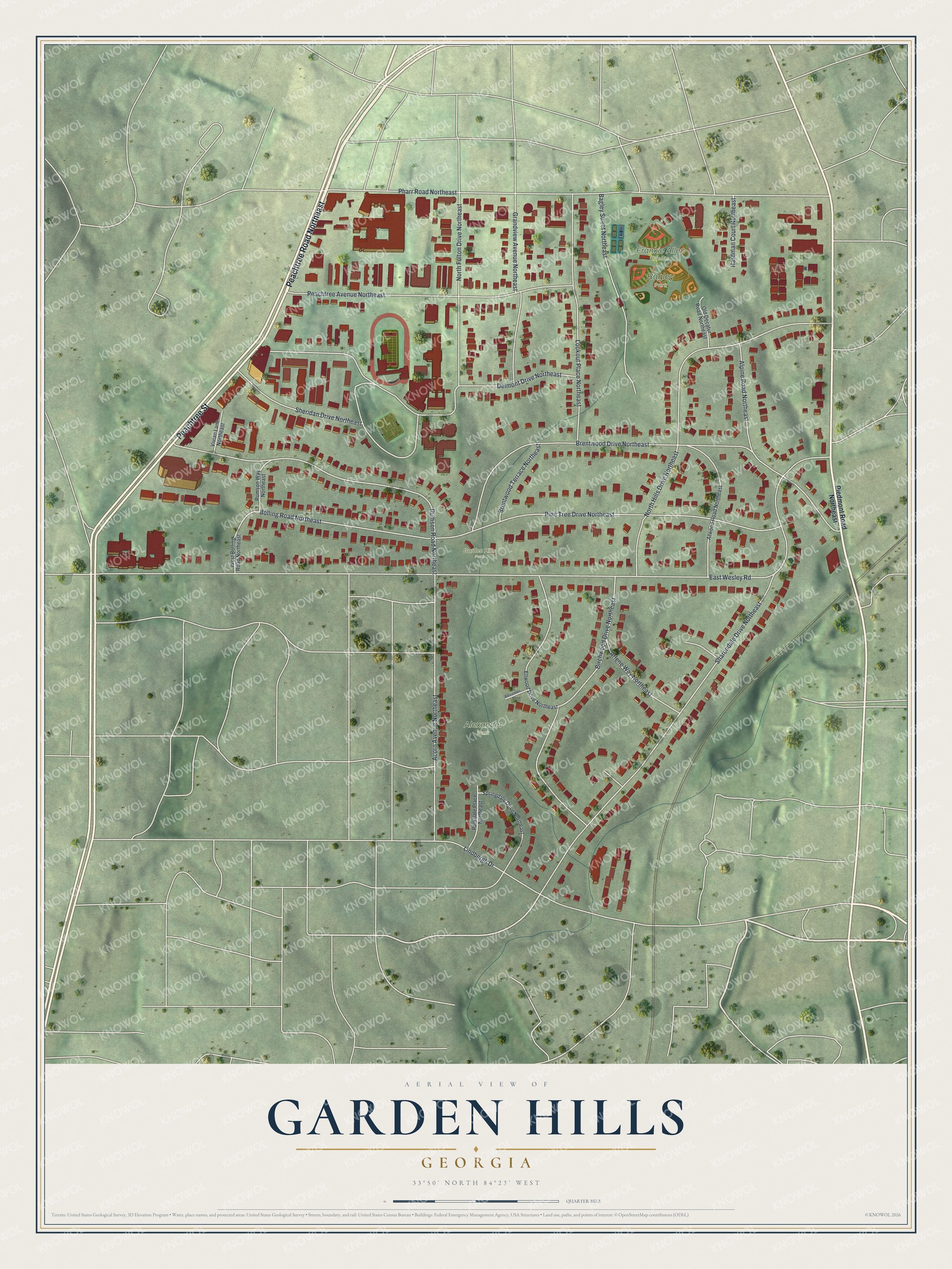 Watermarked full-map preview of Garden Hills, Georgia