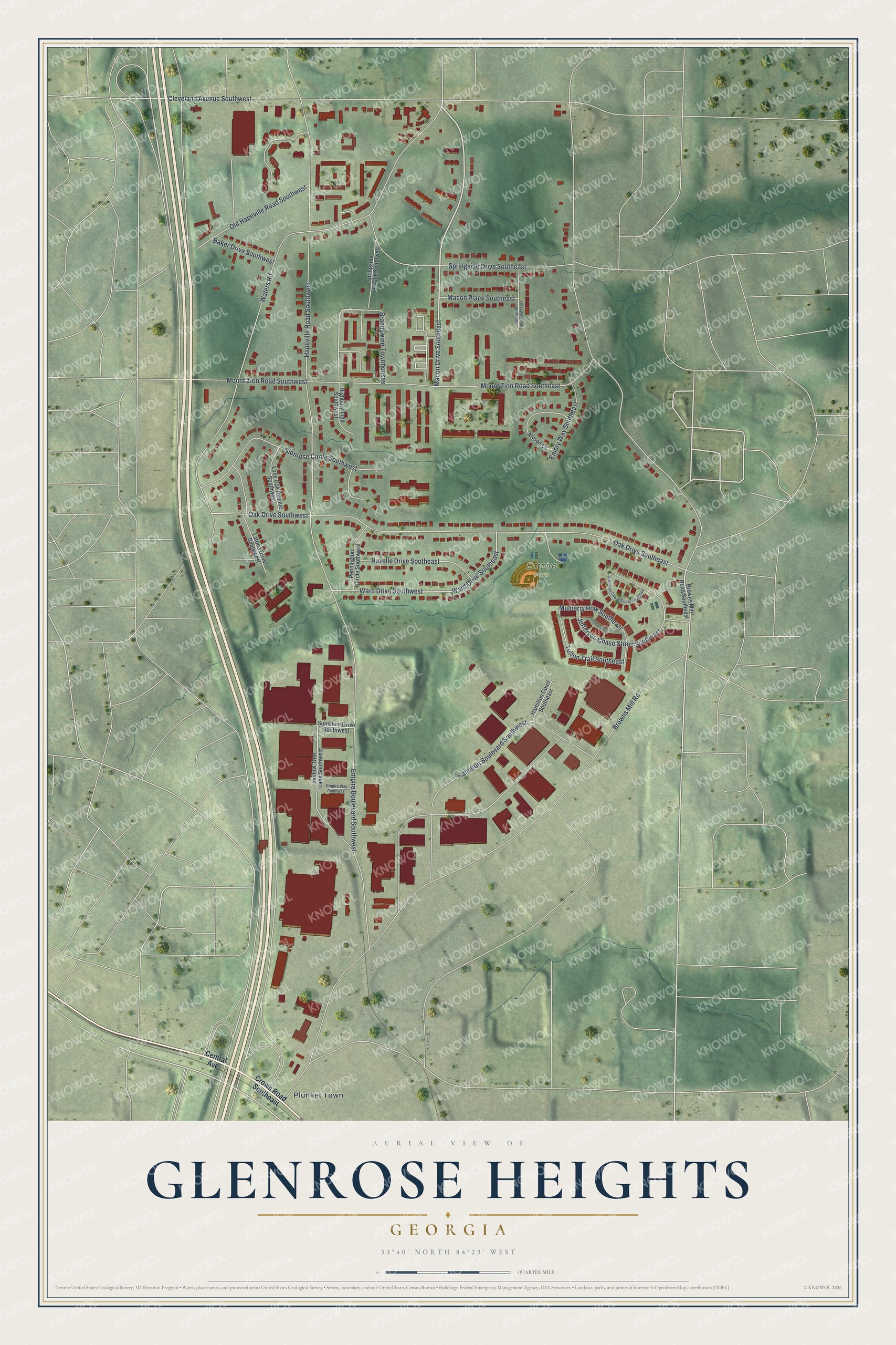 Watermarked full-map preview of Glenrose Heights, Georgia
