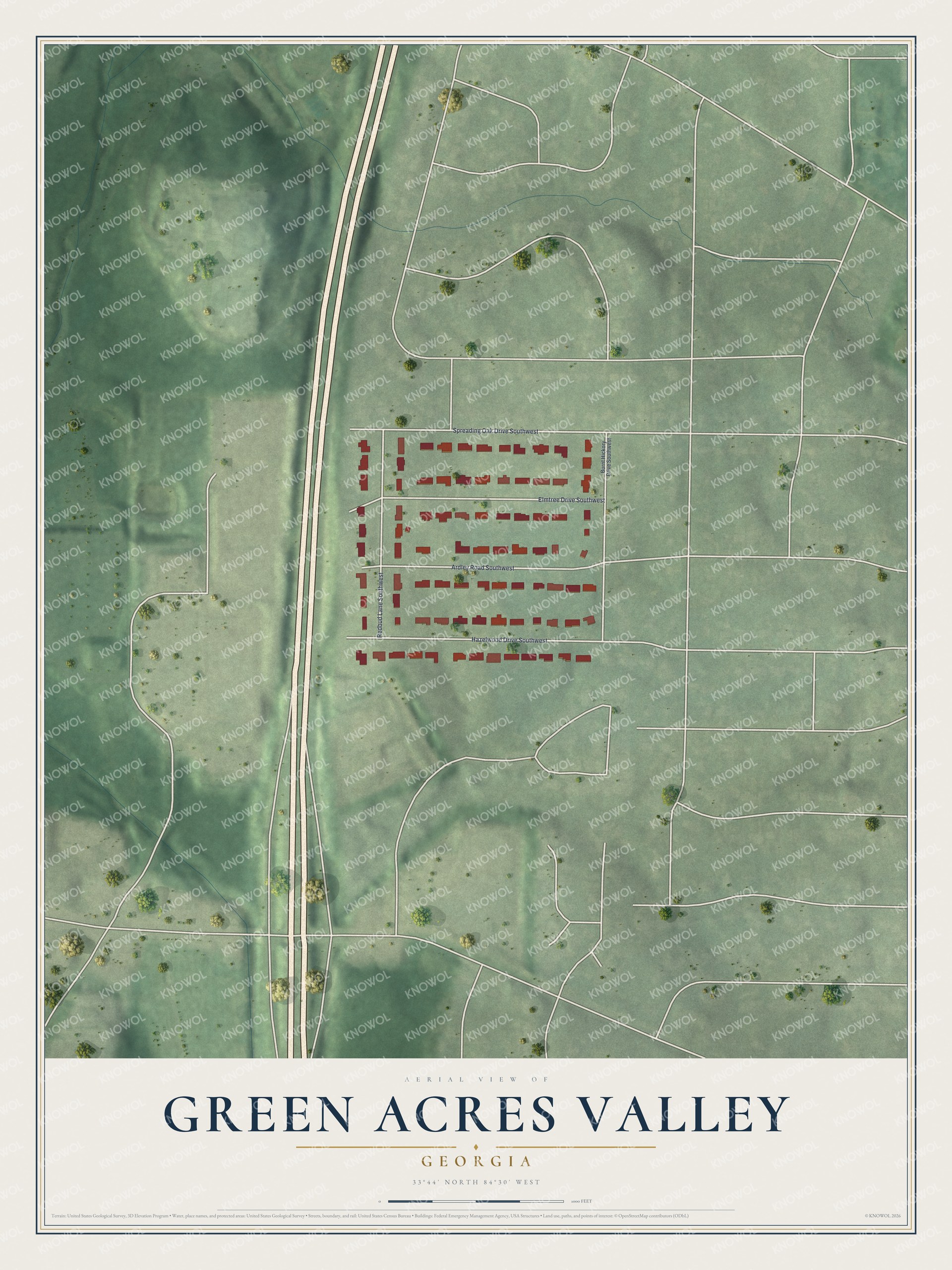 Watermarked full-map preview of Green Acres Valley, Georgia