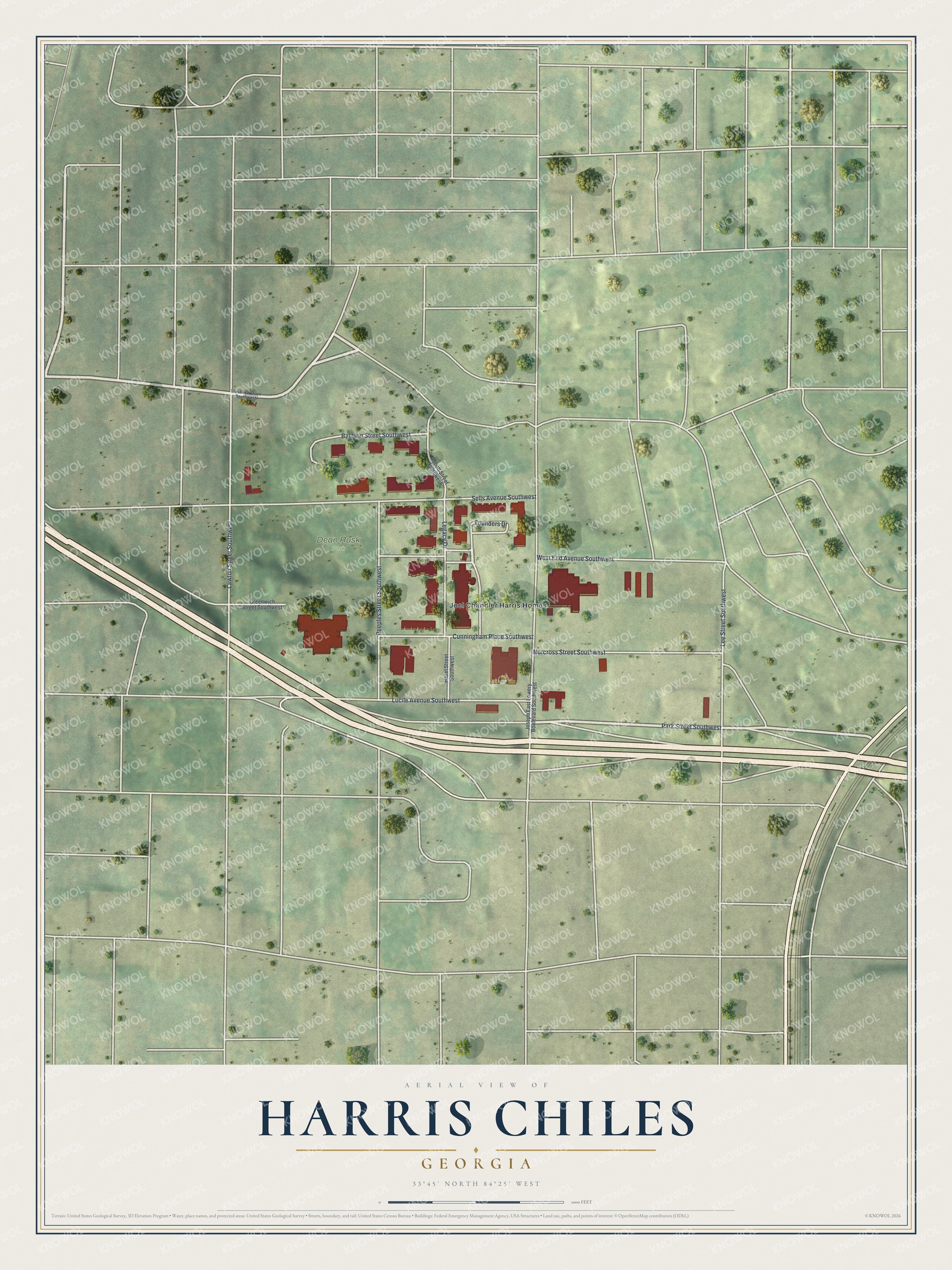 Watermarked full-map preview of Harris Chiles, Georgia