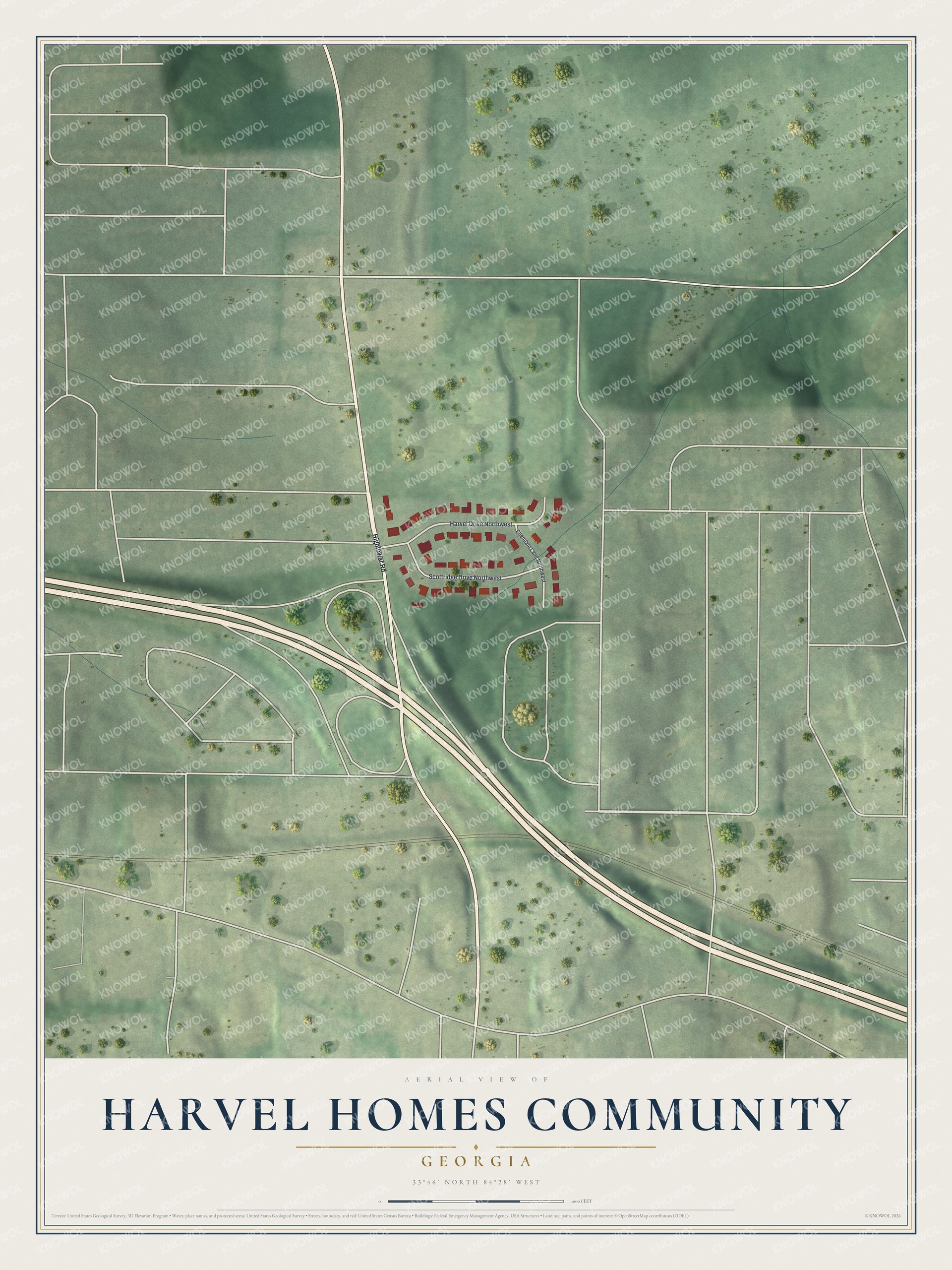Watermarked full-map preview of Harvel Homes Community, Georgia