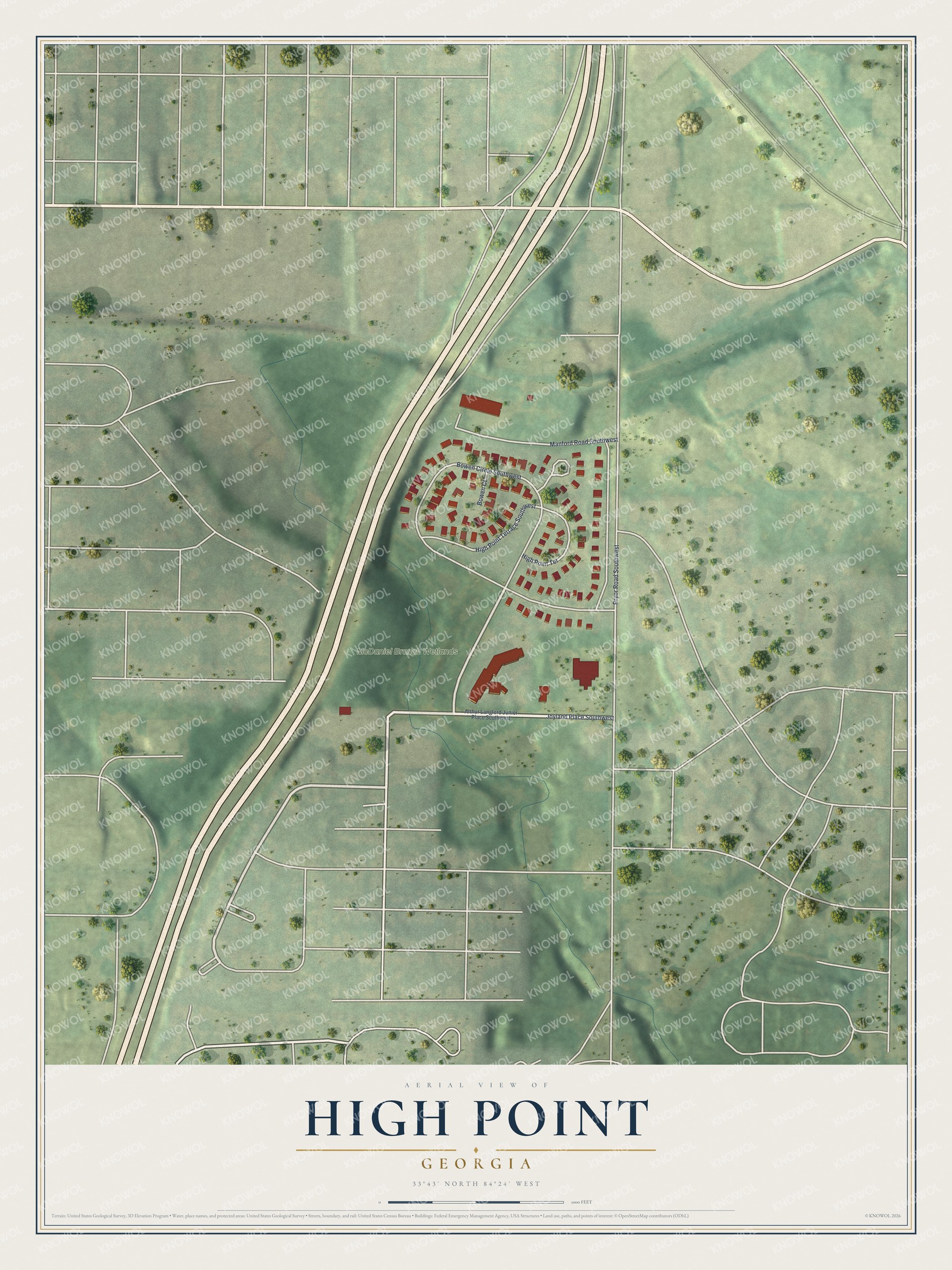 Watermarked full-map preview of High Point, Georgia