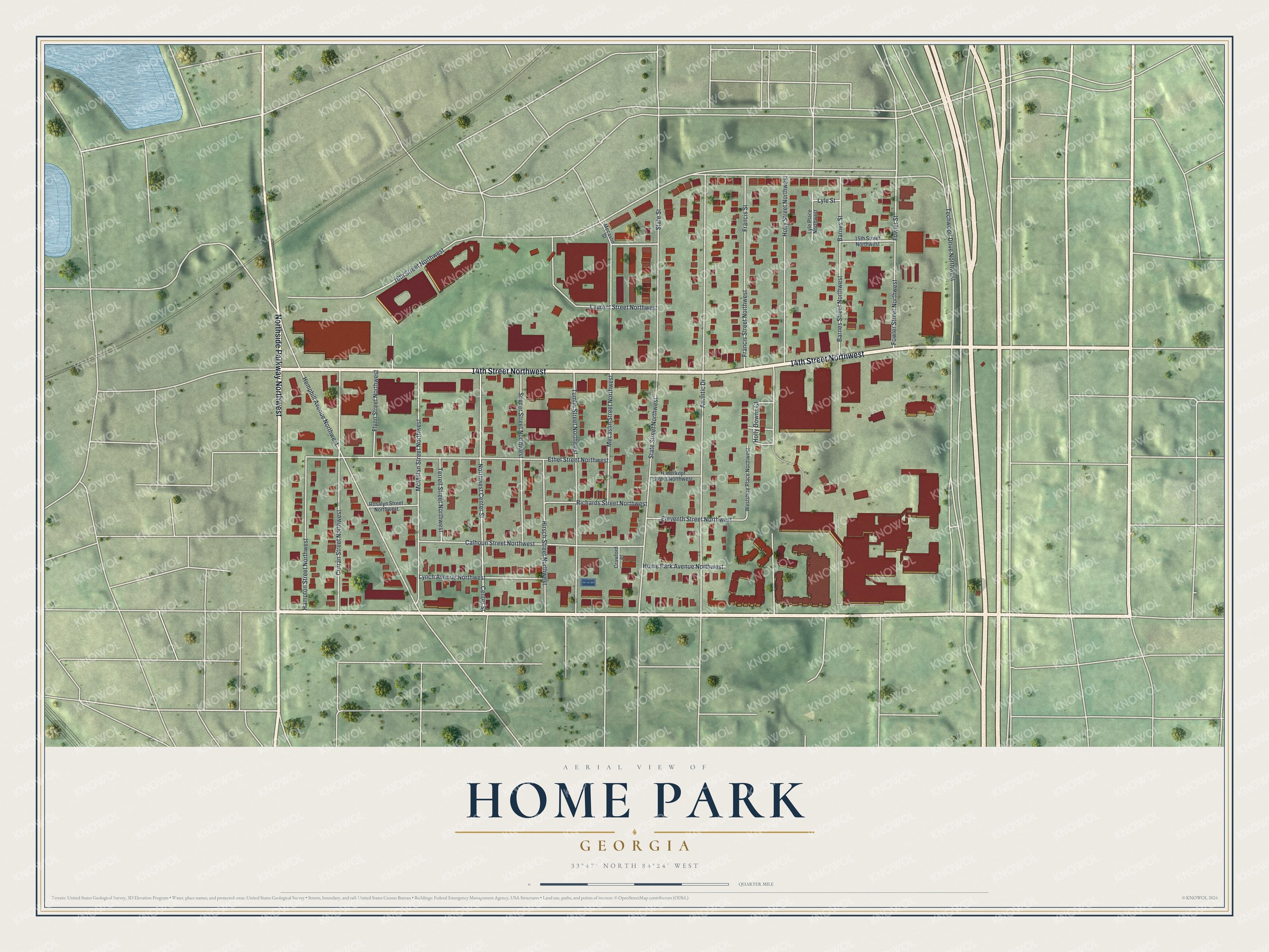 Watermarked full-map preview of Home Park, Georgia