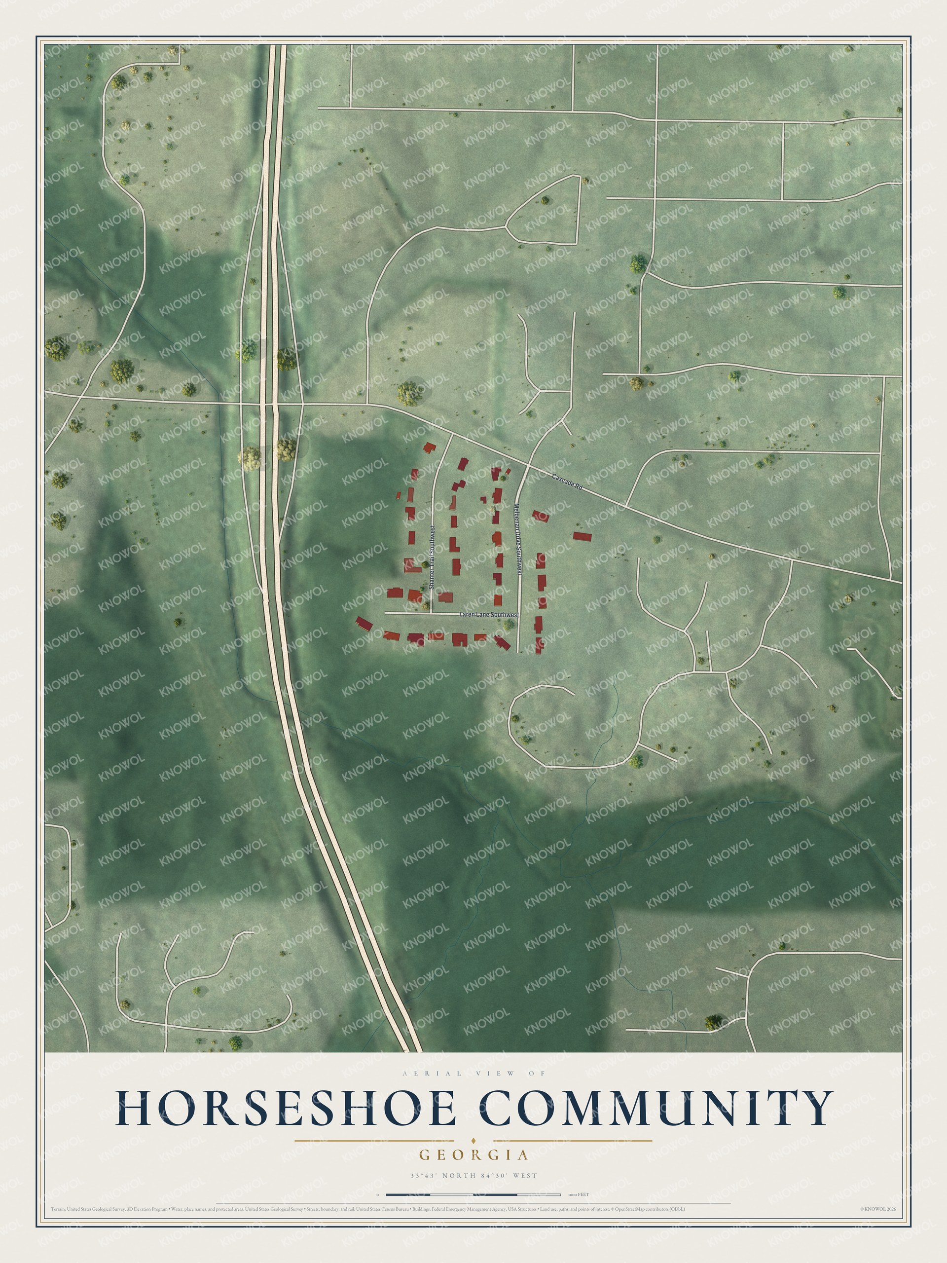 Watermarked full-map preview of Horseshoe Community, Georgia