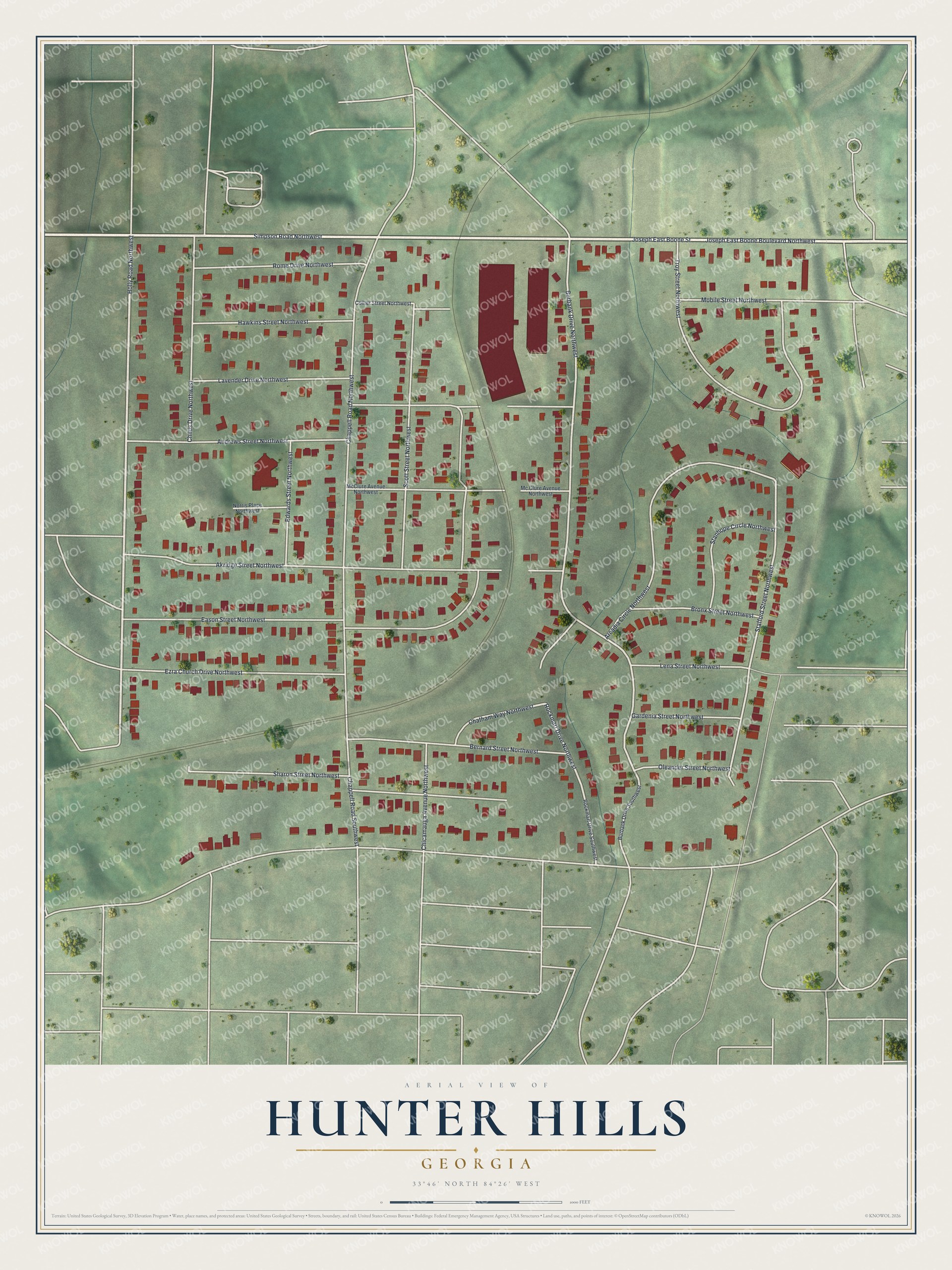 Watermarked full-map preview of Hunter Hills, Georgia