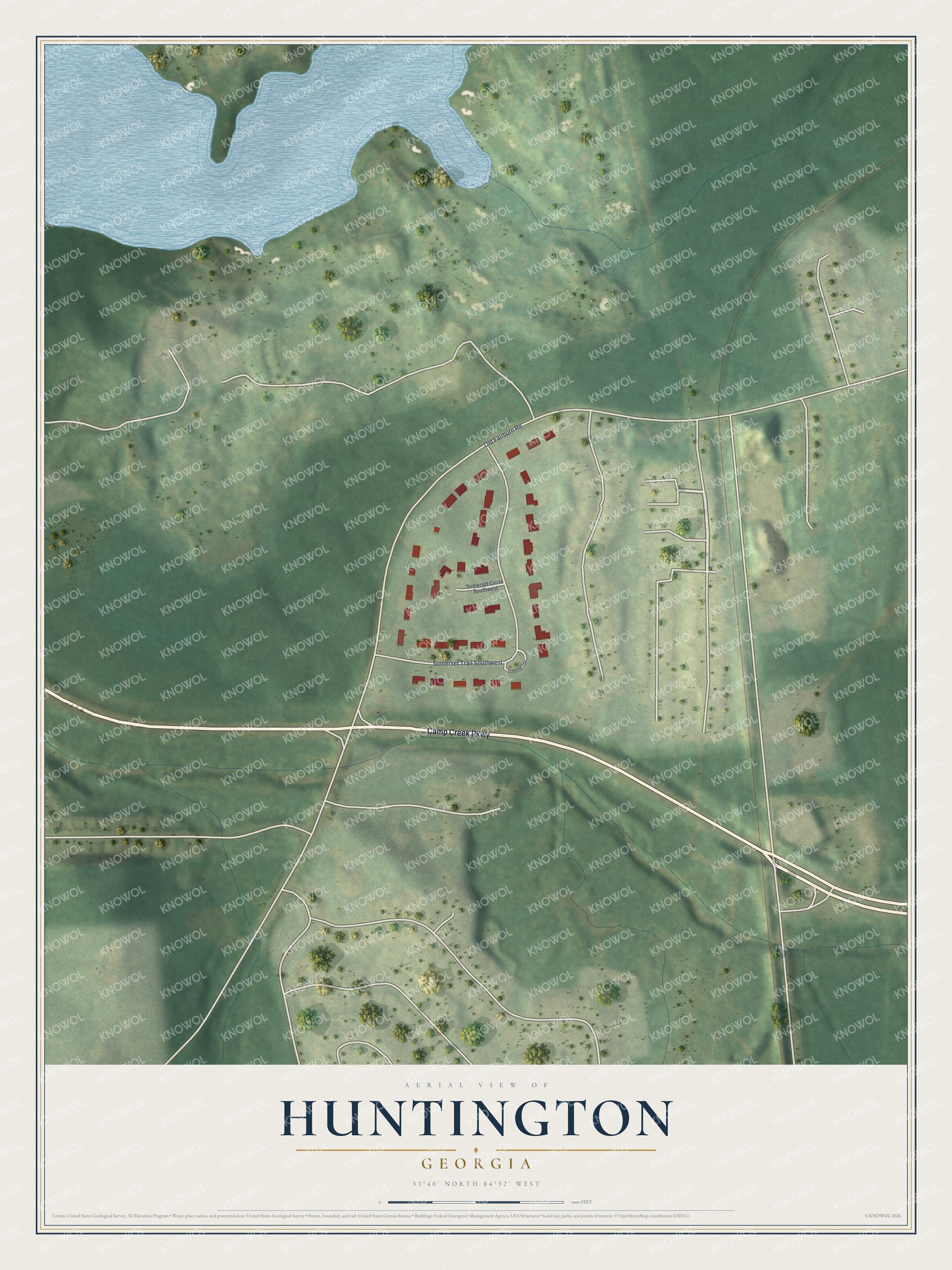Watermarked full-map preview of Huntington, Georgia
