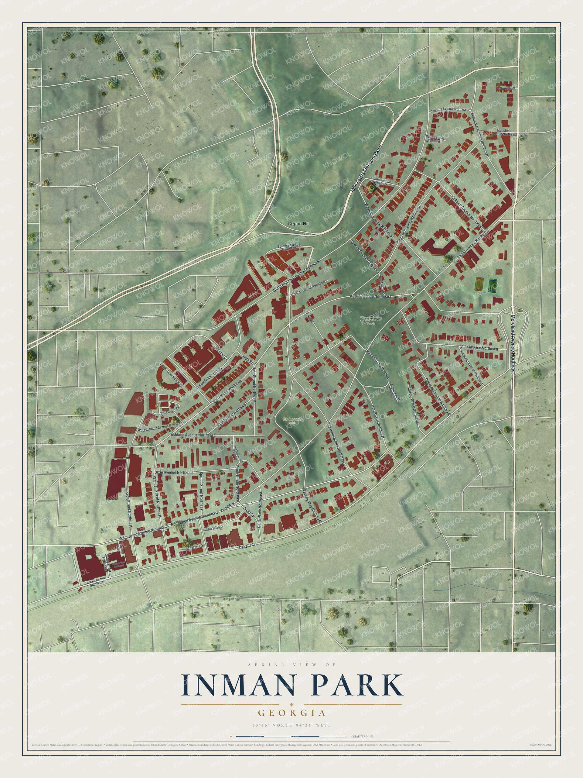 Watermarked full-map preview of Inman Park, Georgia