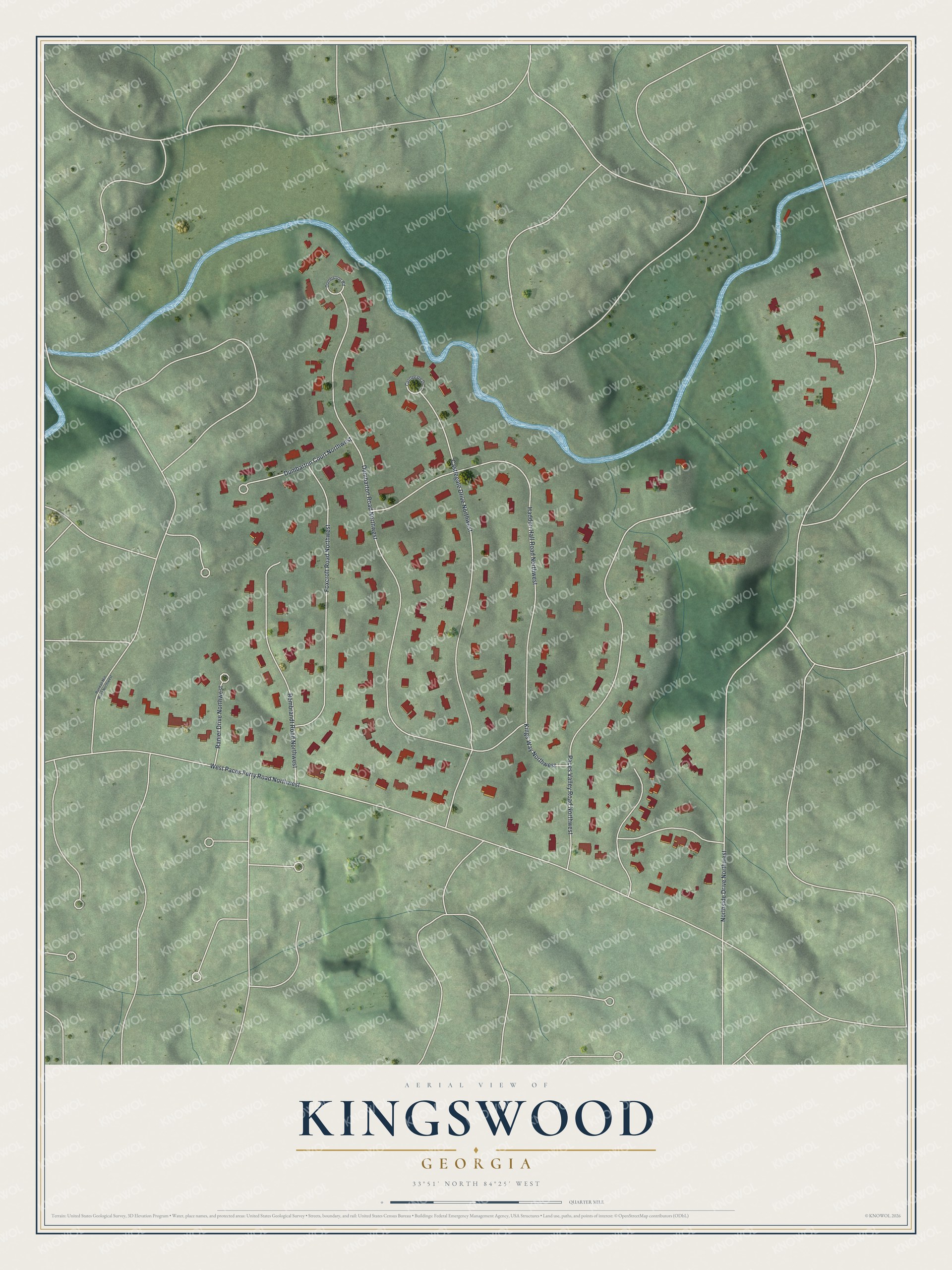 Watermarked full-map preview of Kingswood, Georgia
