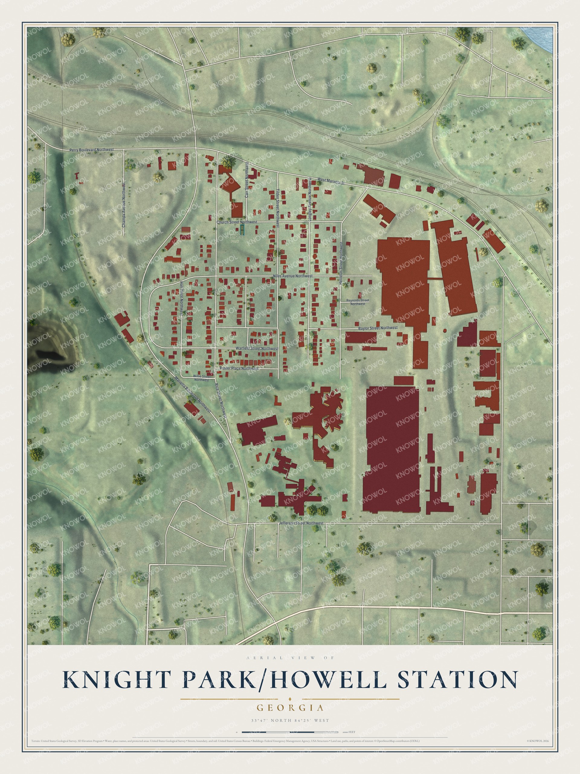 Watermarked full-map preview of Knight Park-Howell Station, Georgia