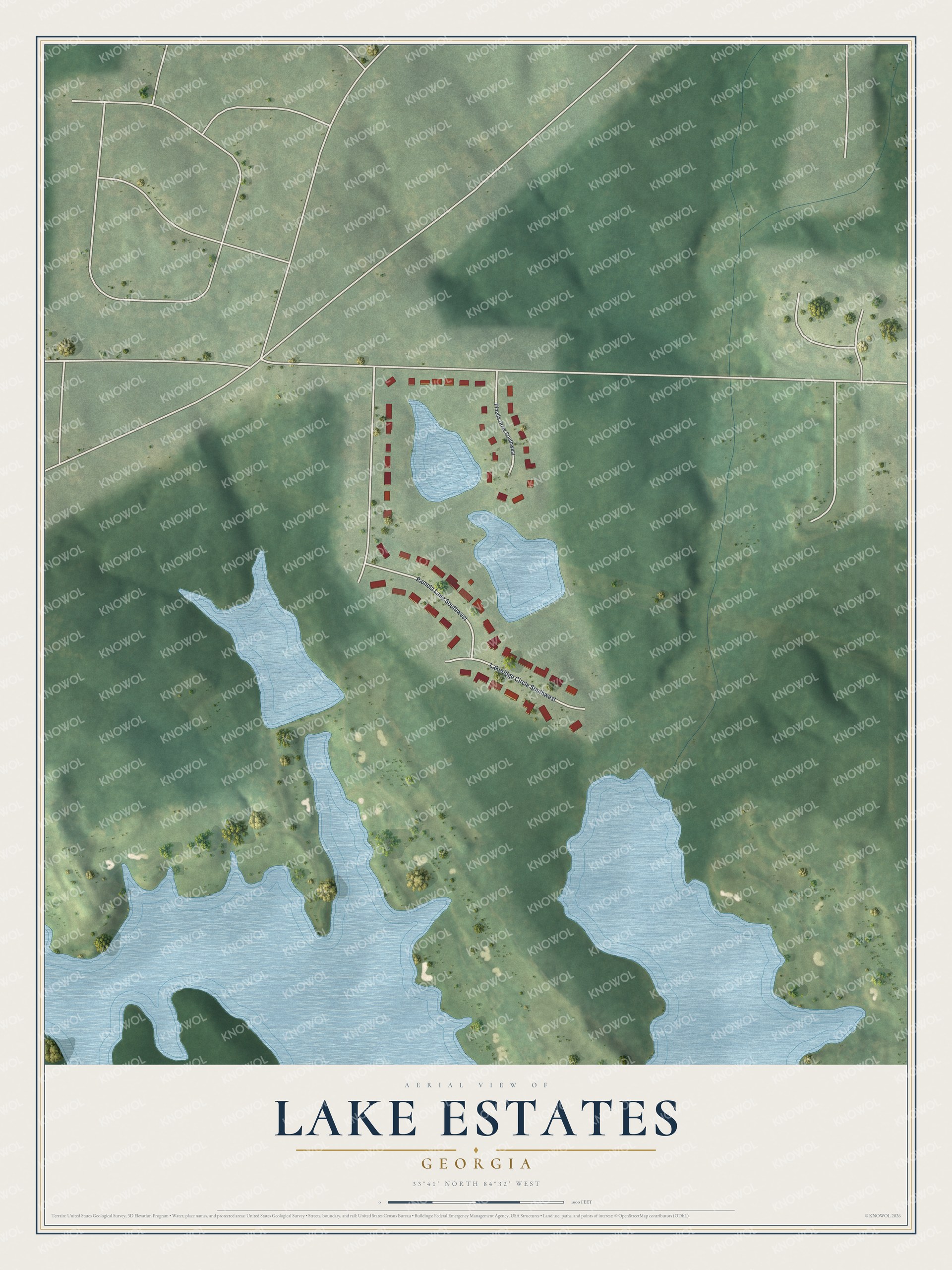 Watermarked full-map preview of Lake Estates, Georgia