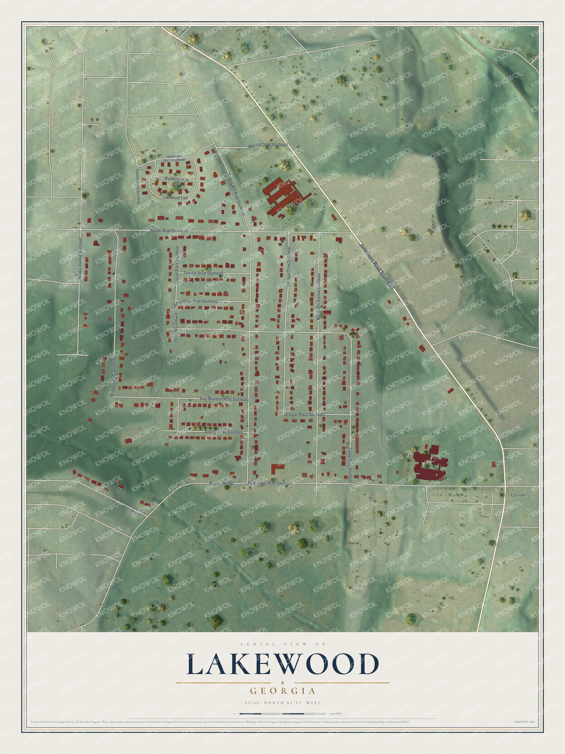 Watermarked full-map preview of Lakewood, Georgia