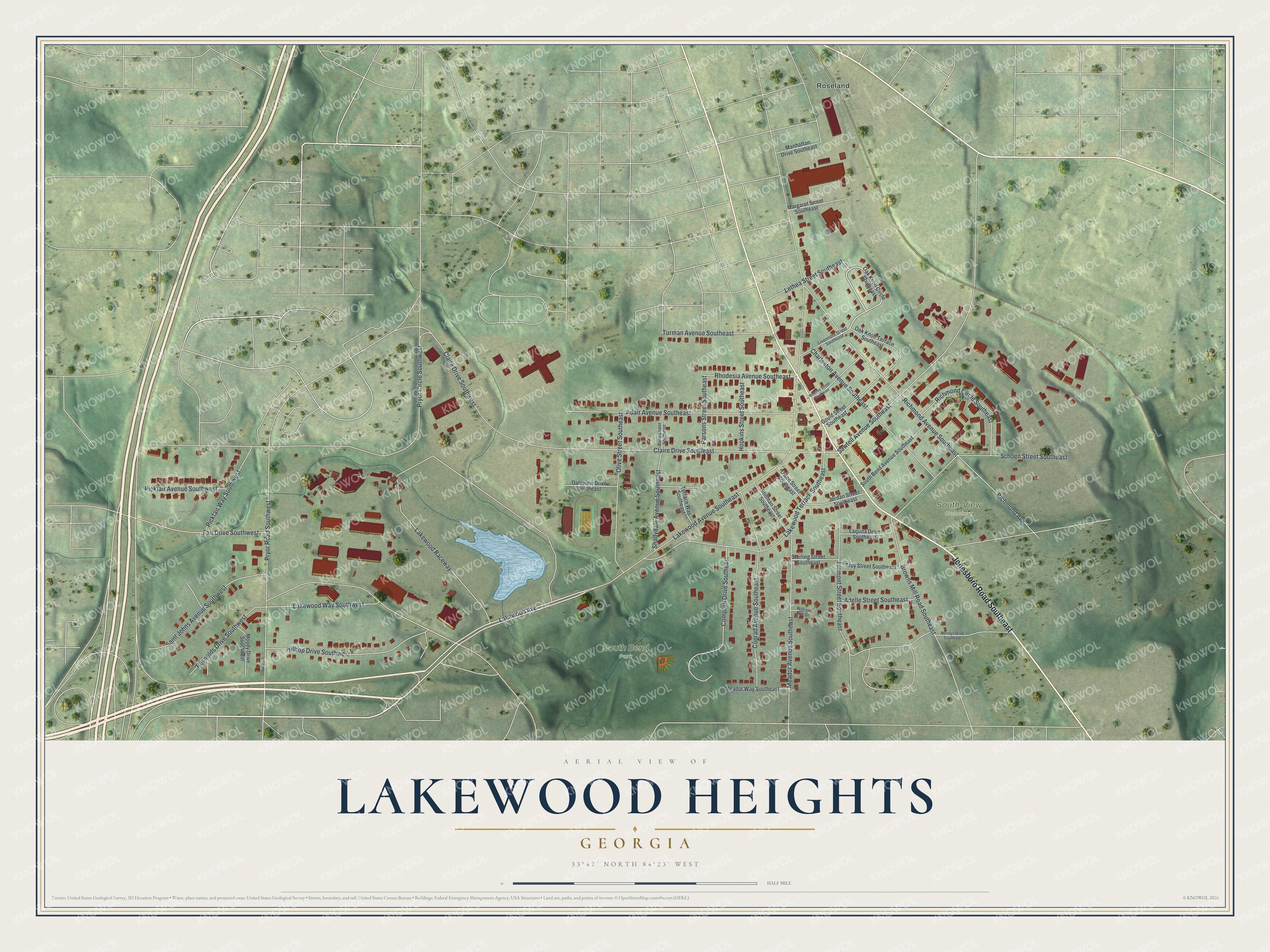 Watermarked full-map preview of Lakewood Heights, Georgia