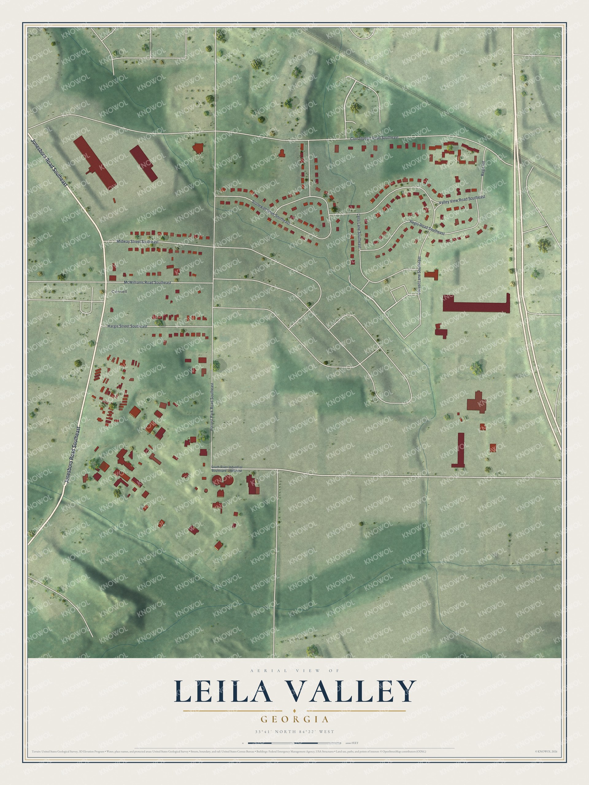Watermarked full-map preview of Leila Valley, Georgia