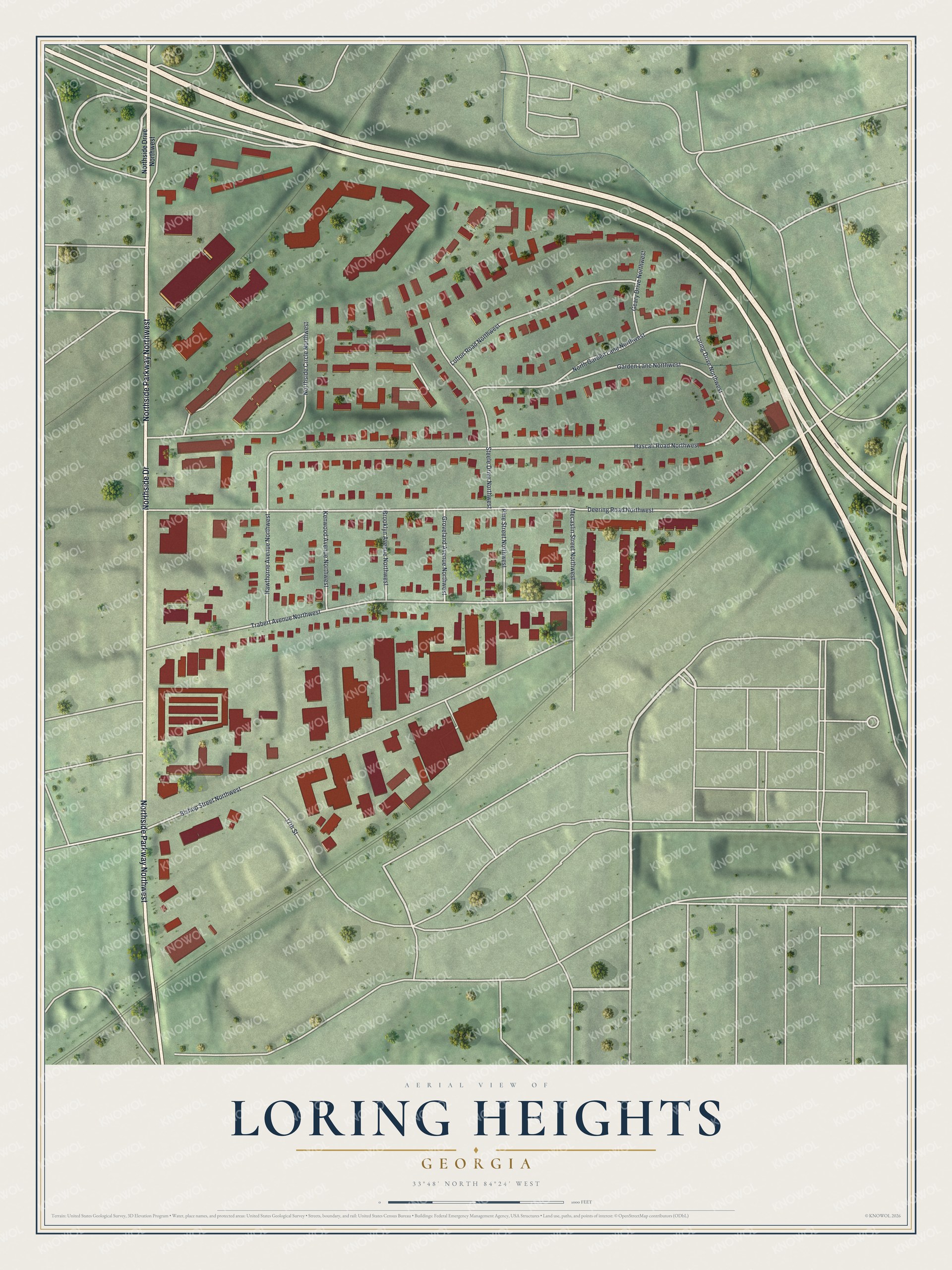 Watermarked full-map preview of Loring Heights, Georgia