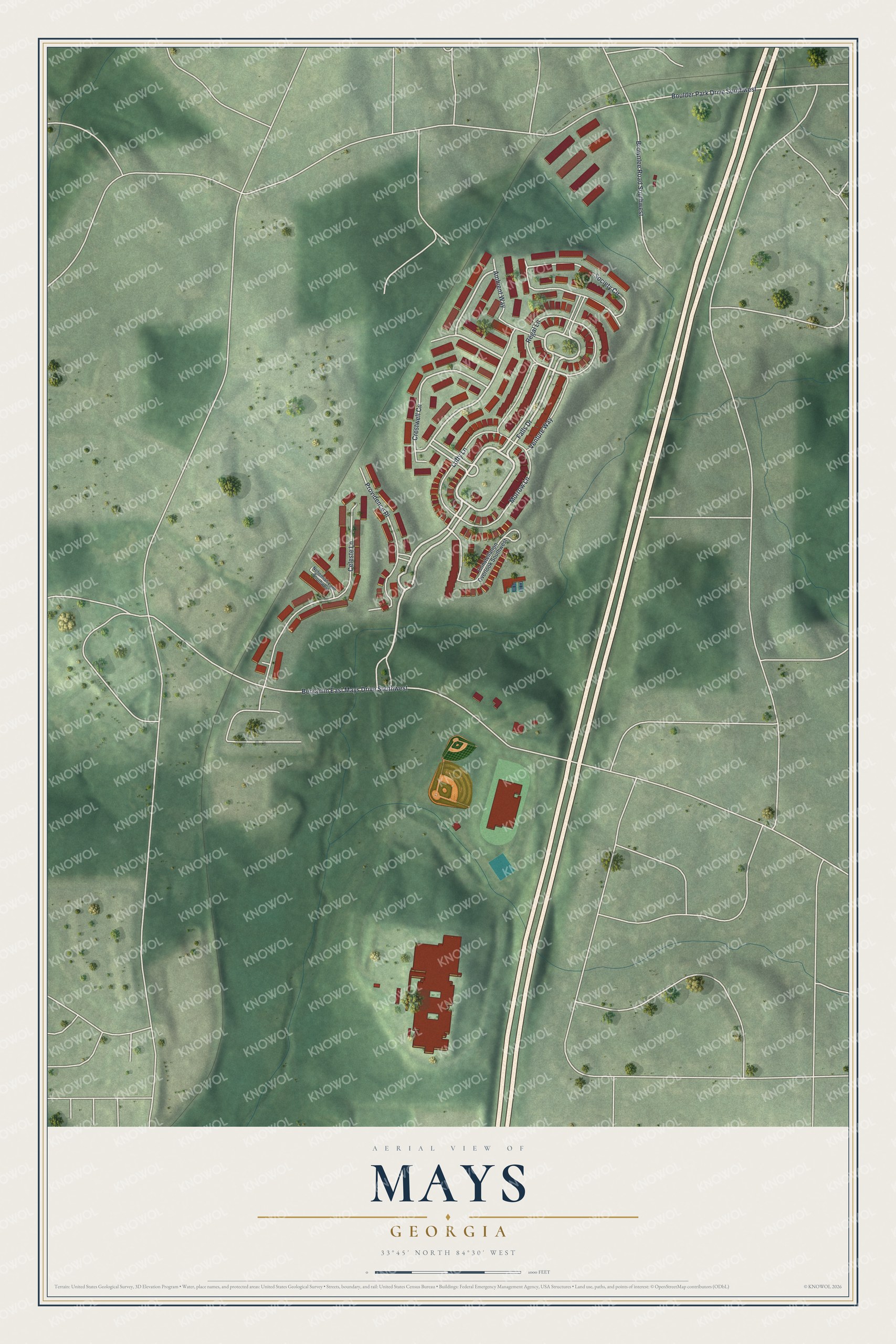 Watermarked full-map preview of Mays, Georgia