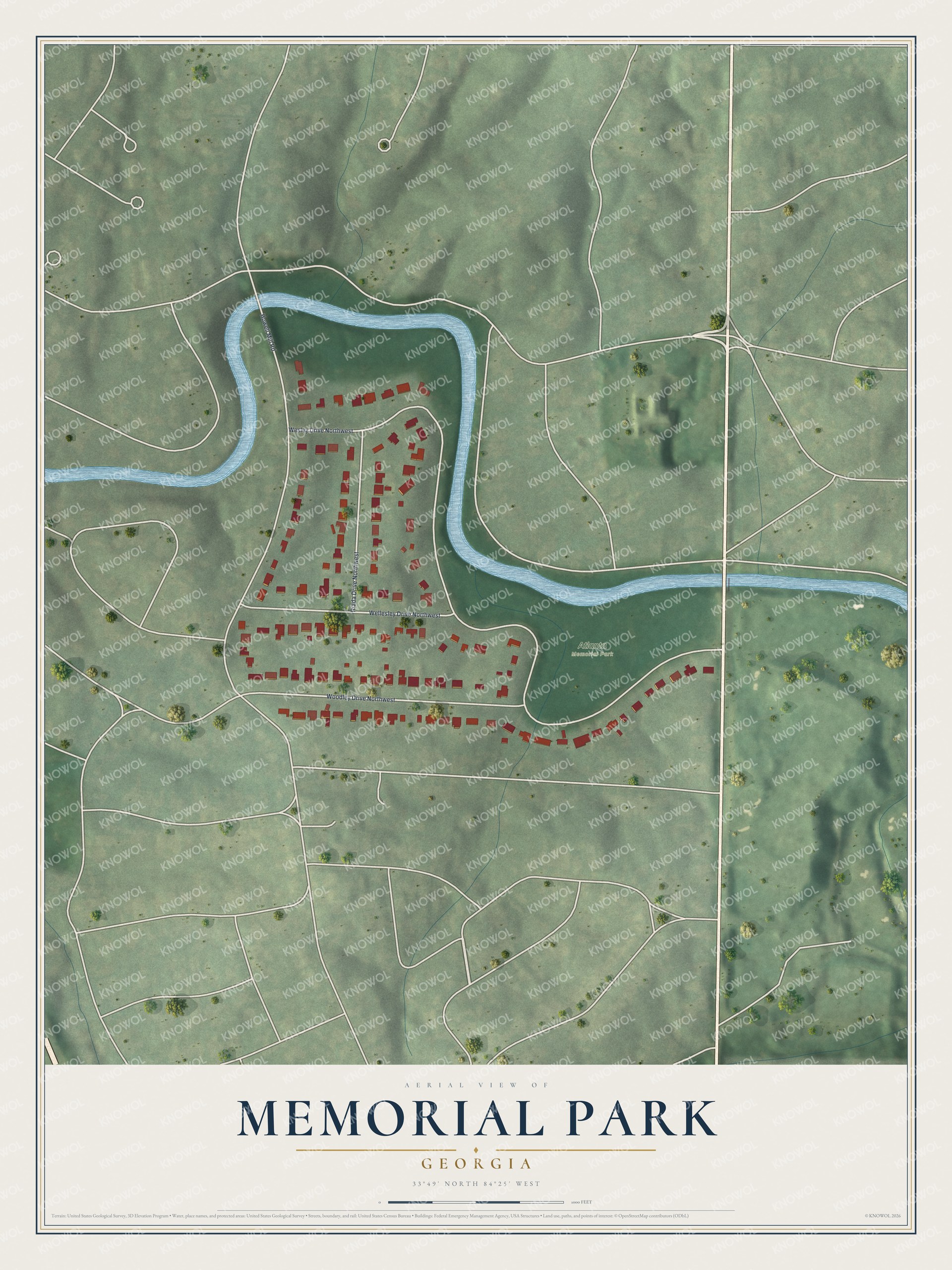 Watermarked full-map preview of Memorial Park, Georgia