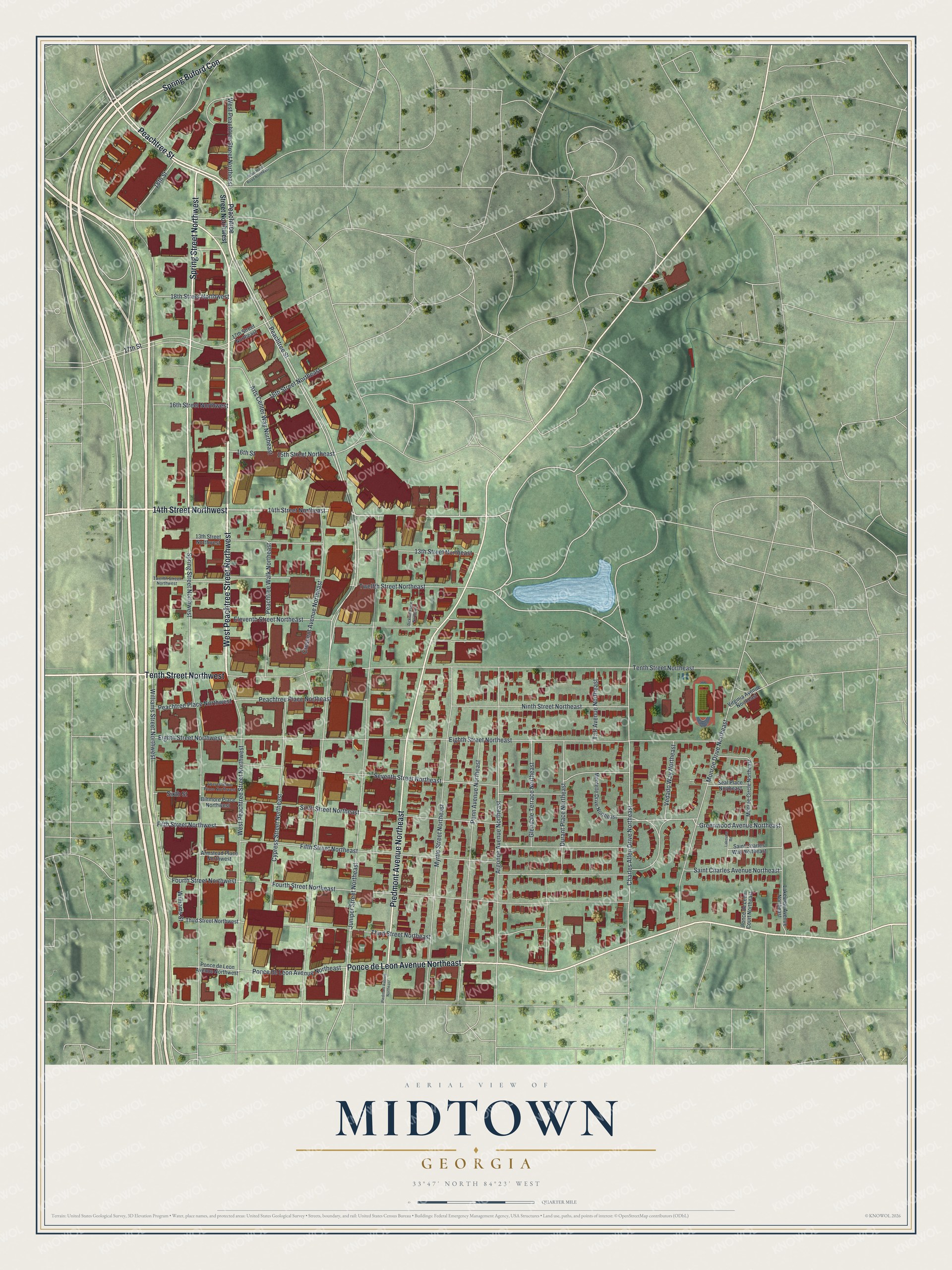 Watermarked full-map preview of Midtown, Georgia