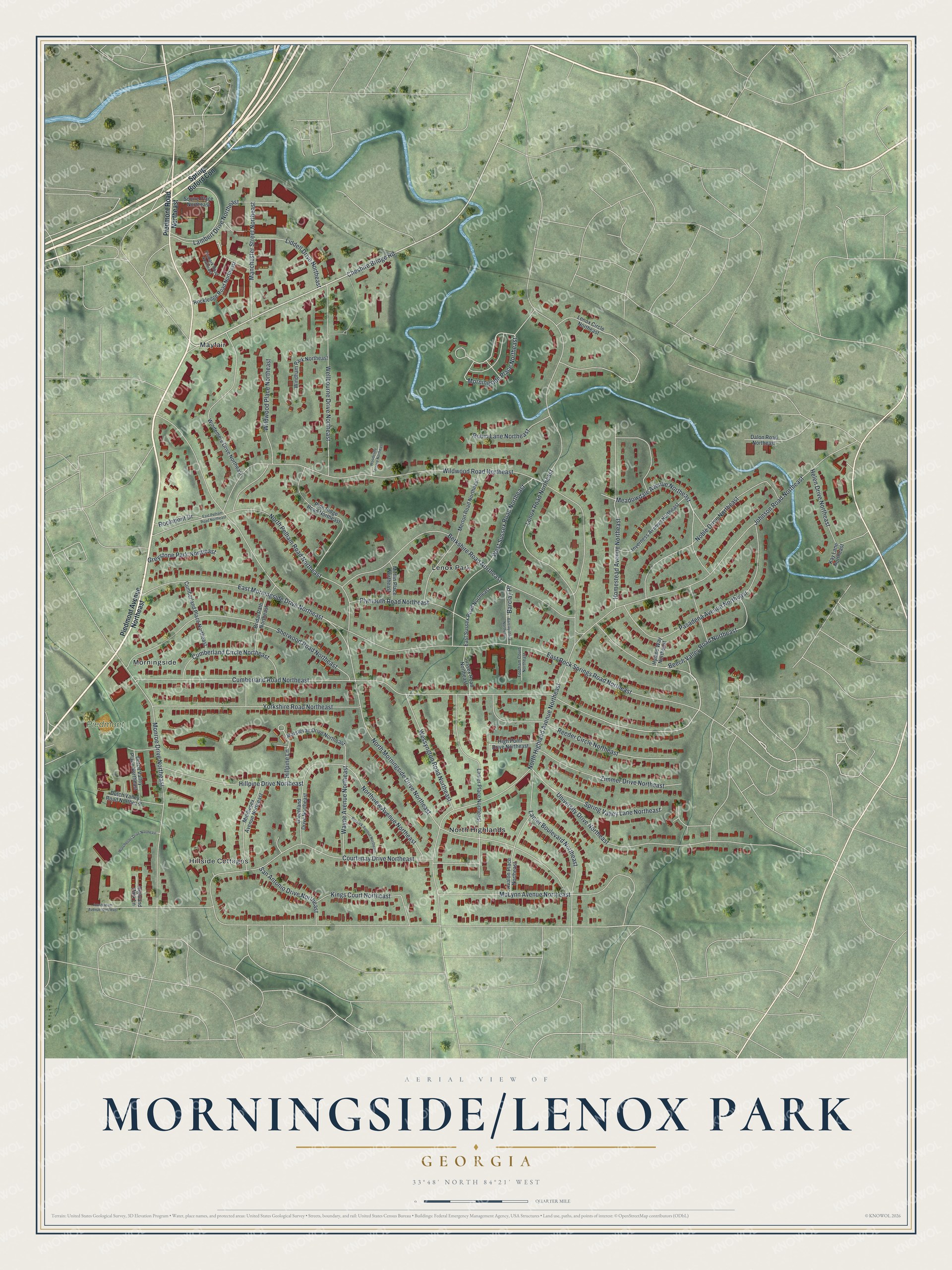 Watermarked full-map preview of Morningside-Lenox Park, Georgia