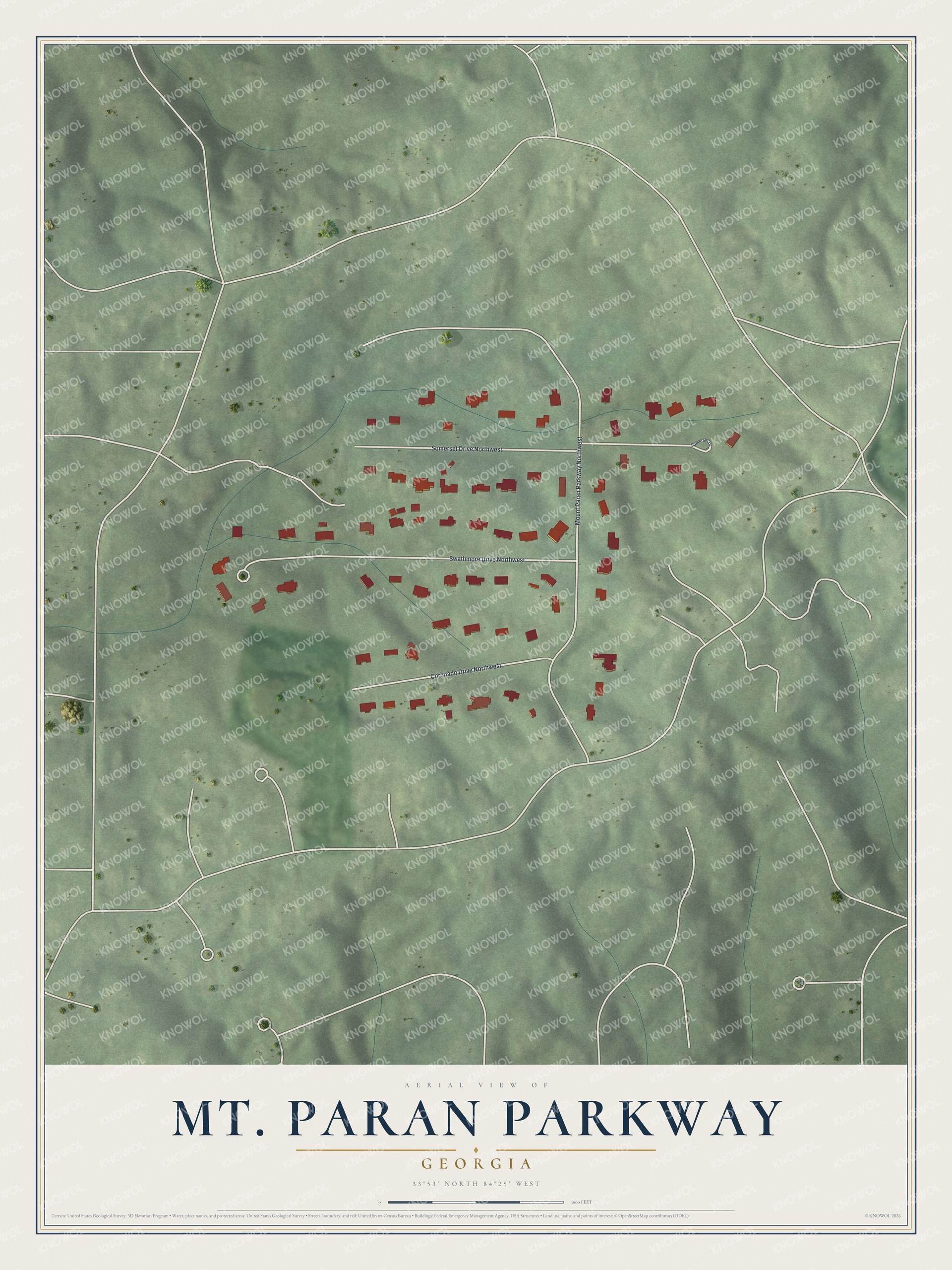 Watermarked full-map preview of Mt. Paran Parkway, Georgia