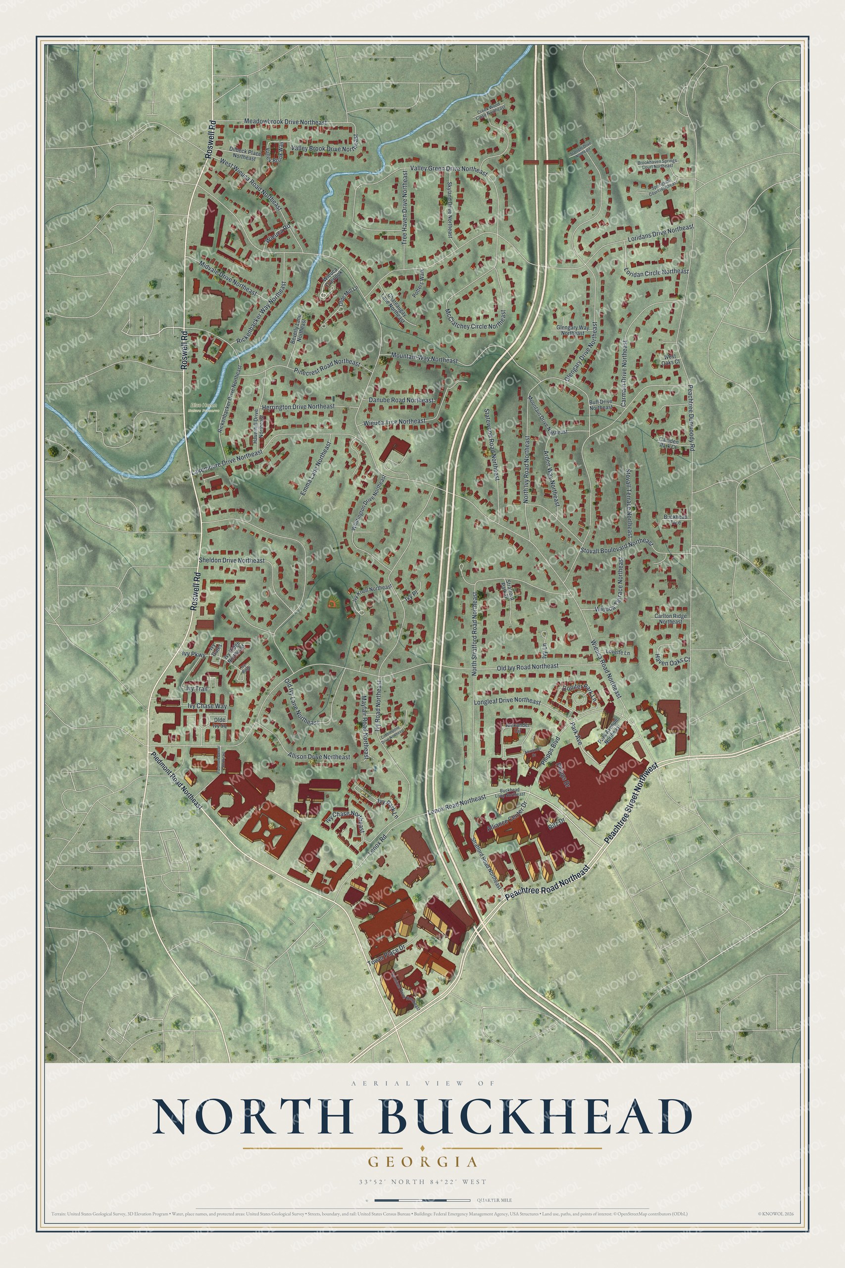 Watermarked full-map preview of North Buckhead, Georgia