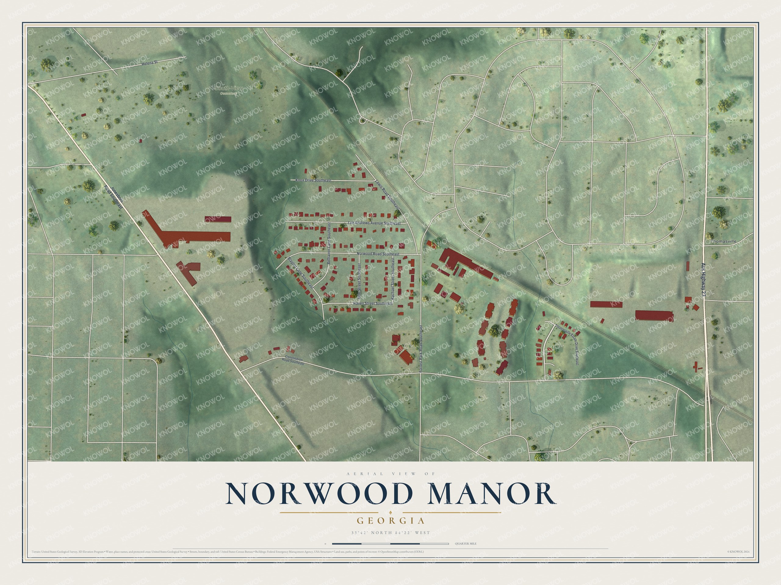 Watermarked full-map preview of Norwood Manor, Georgia
