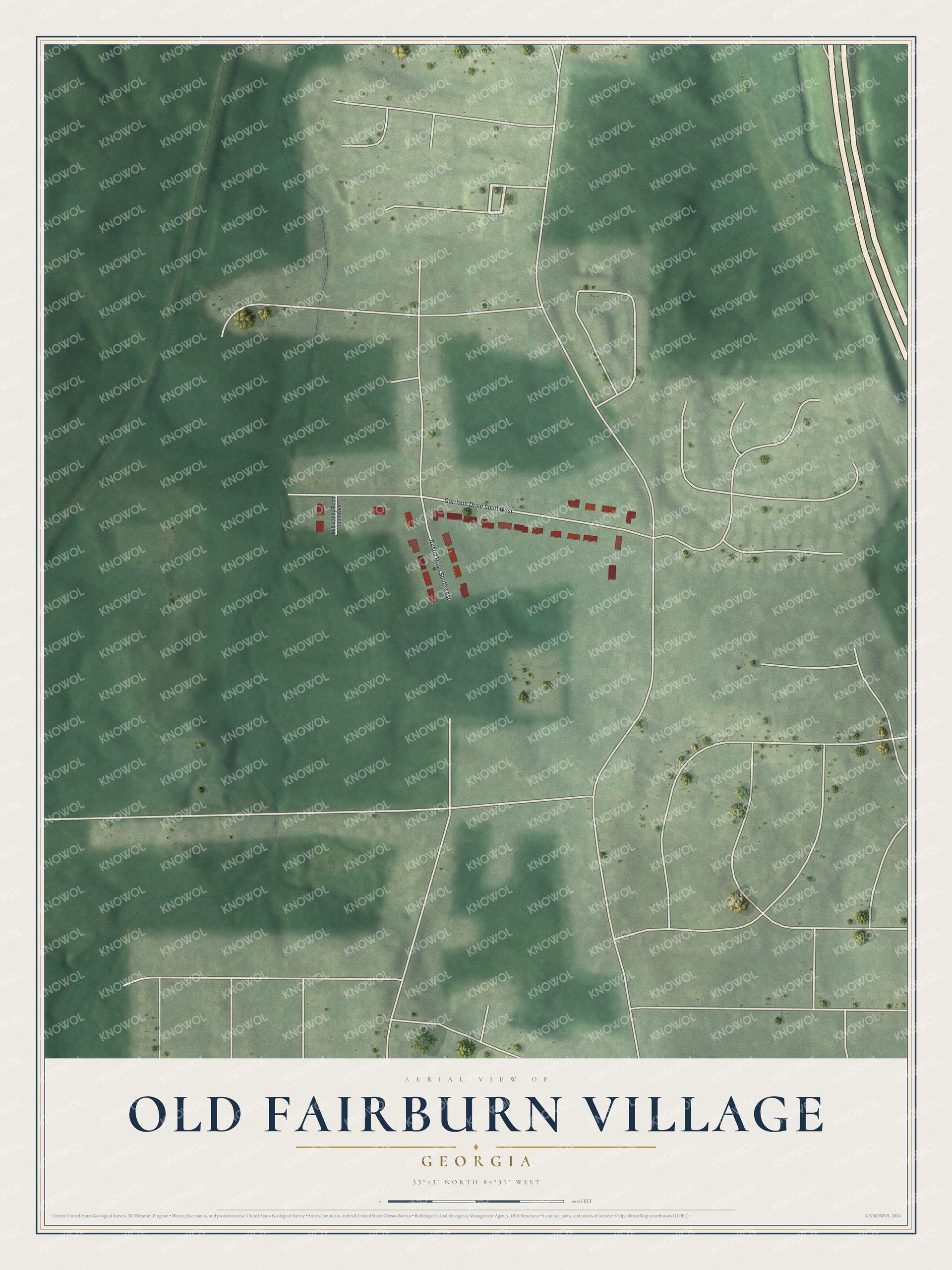 Watermarked full-map preview of Old Fairburn Village, Georgia