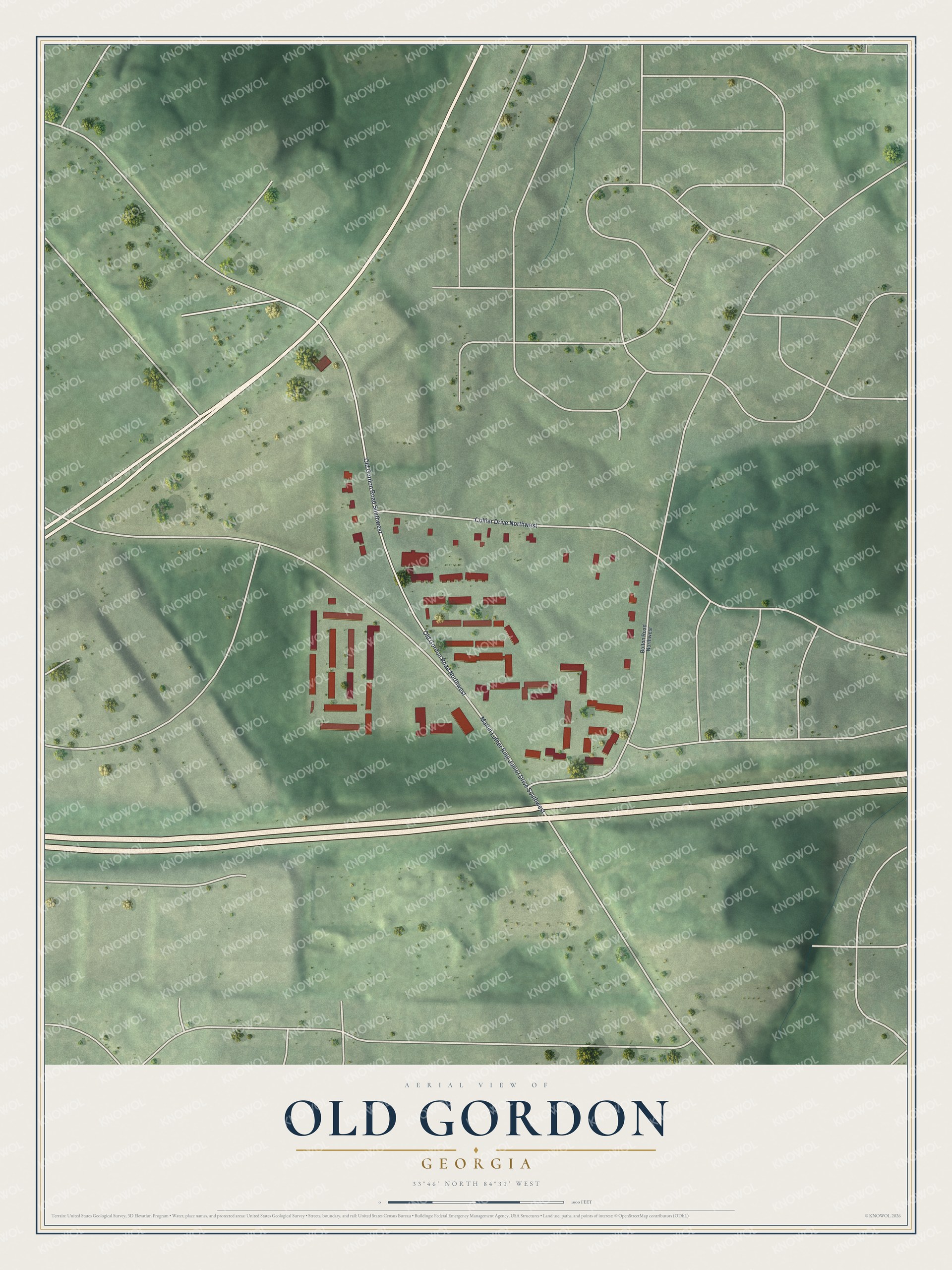 Watermarked full-map preview of Old Gordon, Georgia