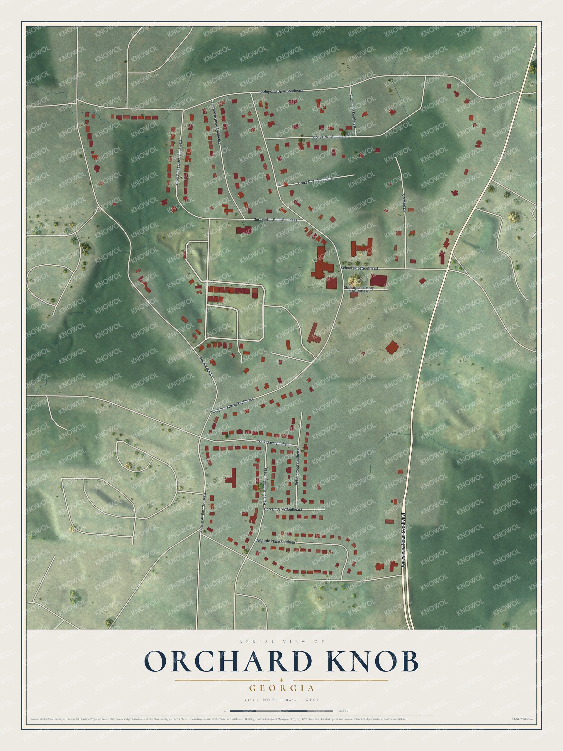 Watermarked full-map preview of Orchard Knob, Georgia