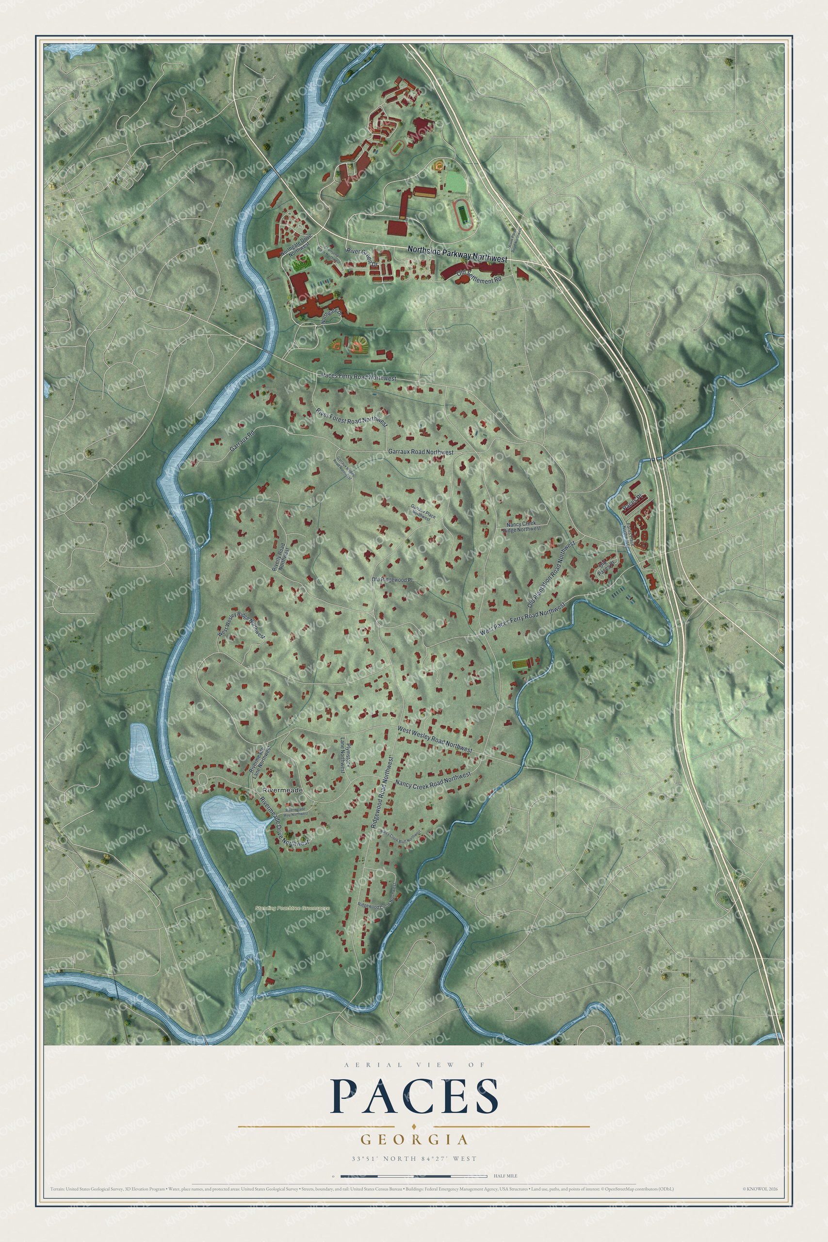 Watermarked full-map preview of Paces, Georgia