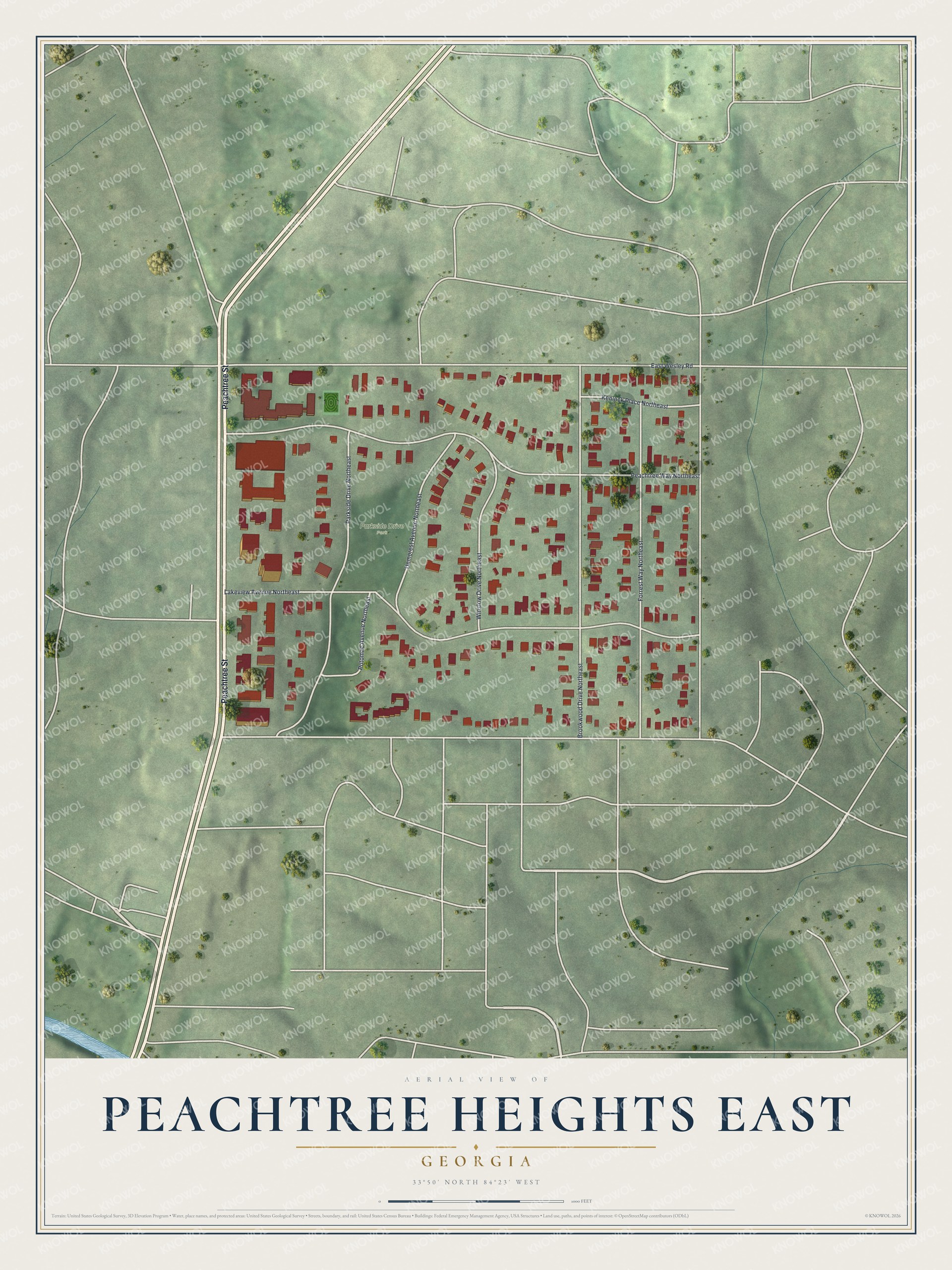 Watermarked full-map preview of Peachtree Heights East, Georgia